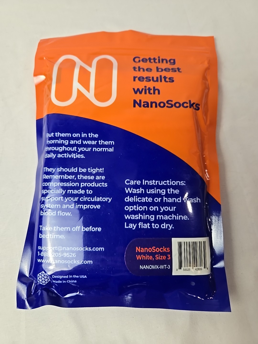Nanosocks Socks 3D Nano-Weave Technology Nanomx-WT-3 White Size 3 NEW
