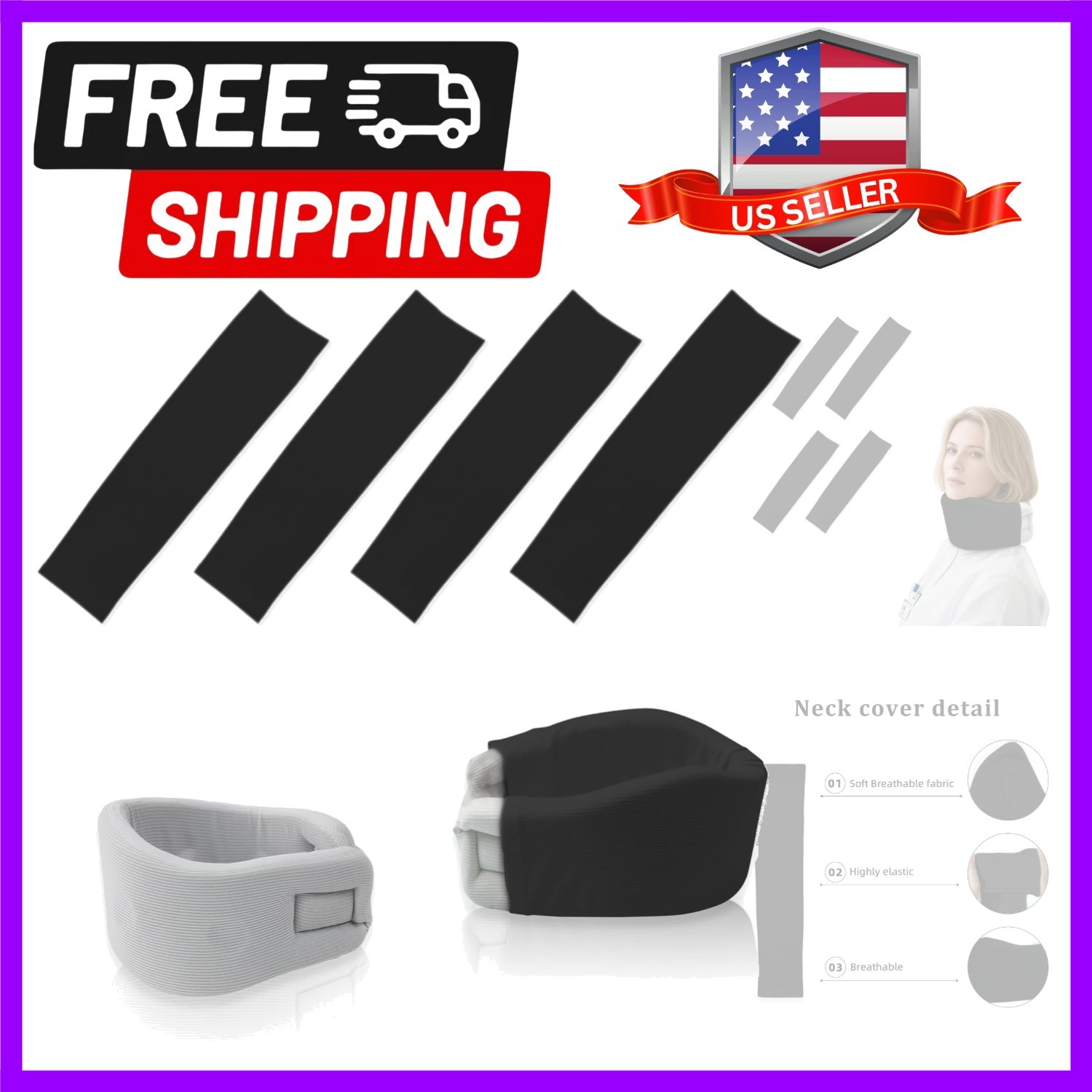 Breathable Black Neck Collar Covers – 4 Soft Protective Sleeves for Comfort