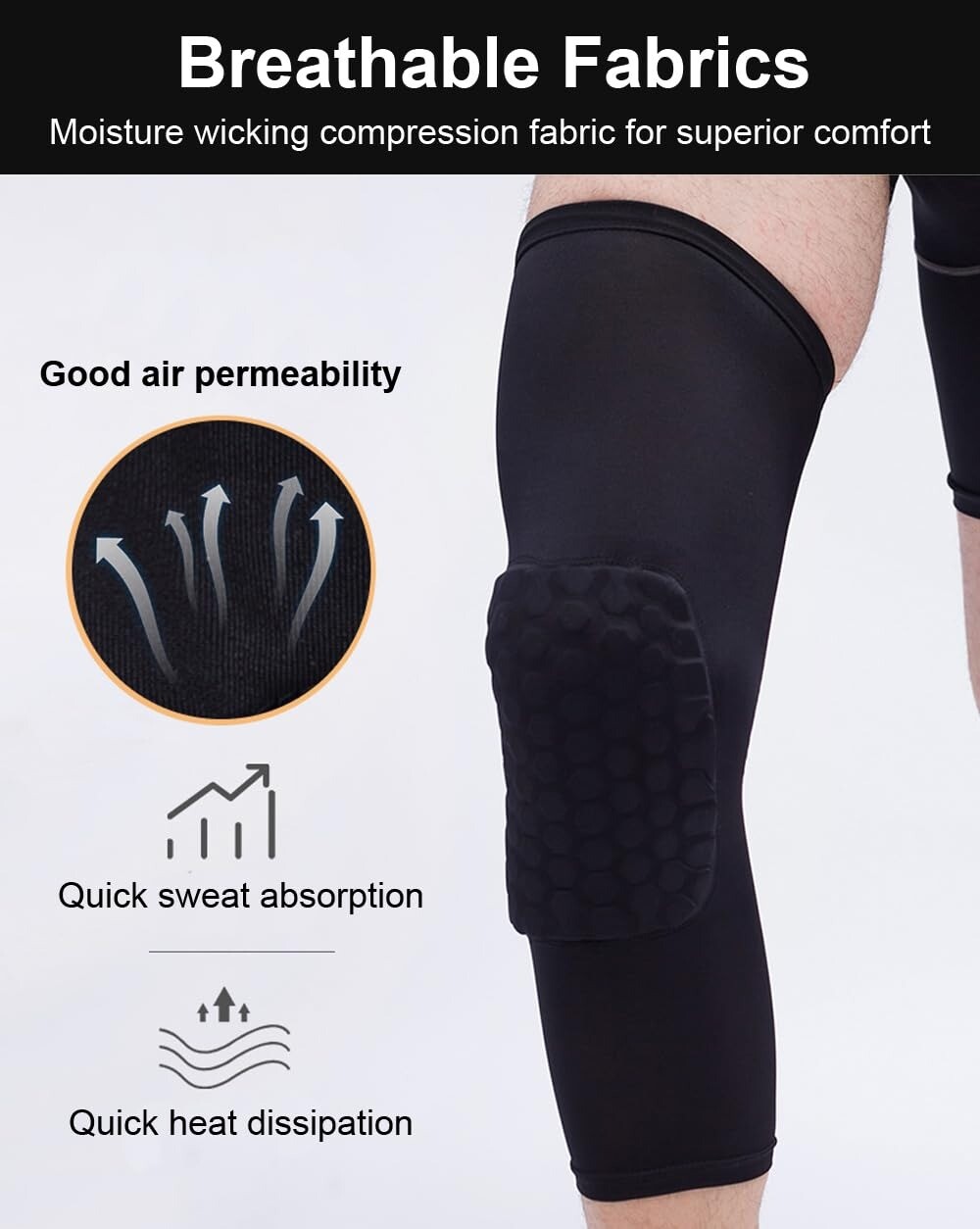 Knee Pads Brace Compression Leg Sleeve for Basketball Volleyball Weightlifting