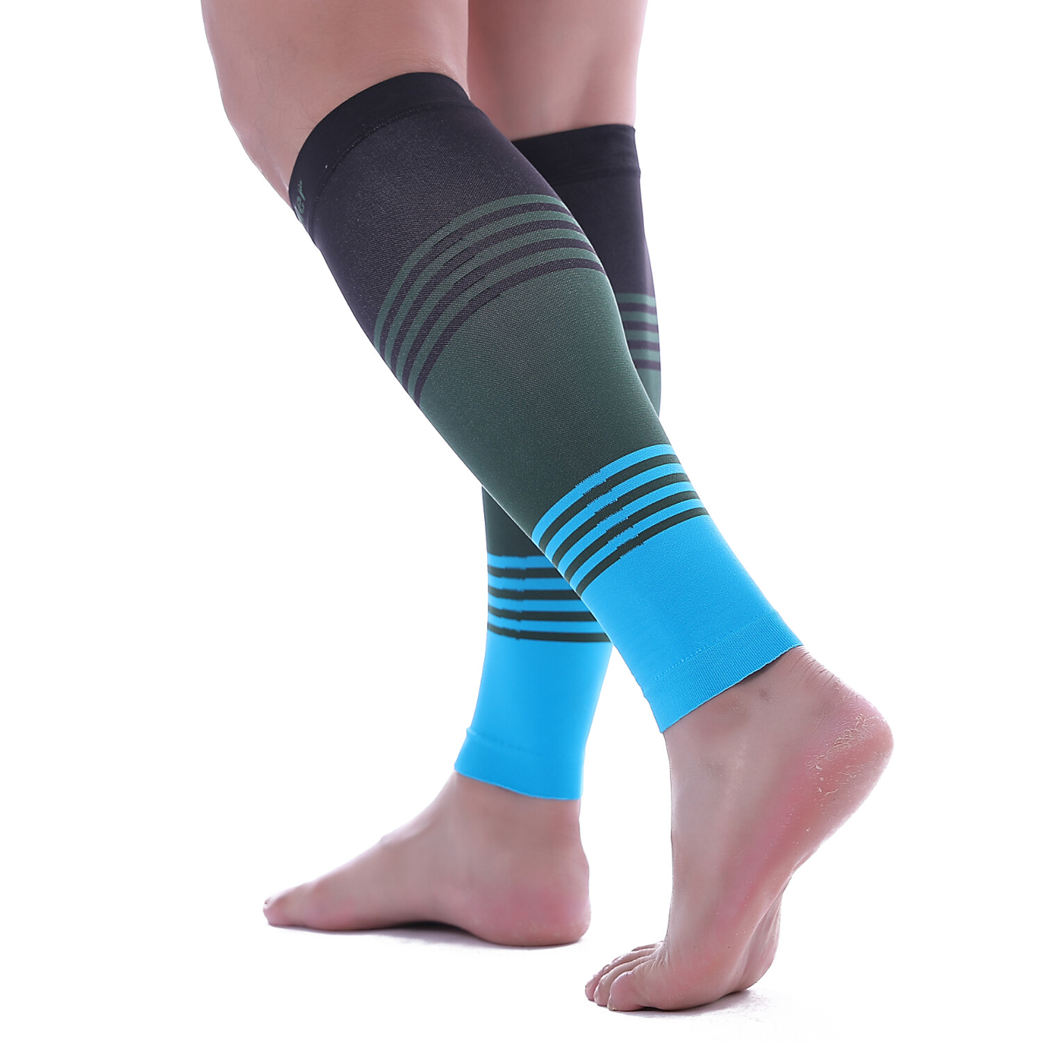 Doc Miller Calf Compression Sleeve 1Pair 20-30mmHg Varicose Veins BLACK/GRN/BLUE