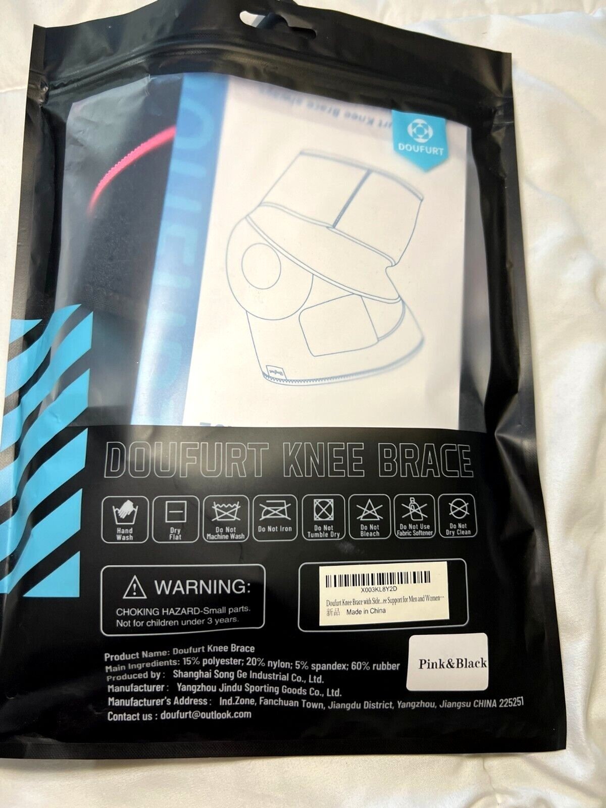 DOUFURT Knee Brace Small Pink/Black with Original Packaging