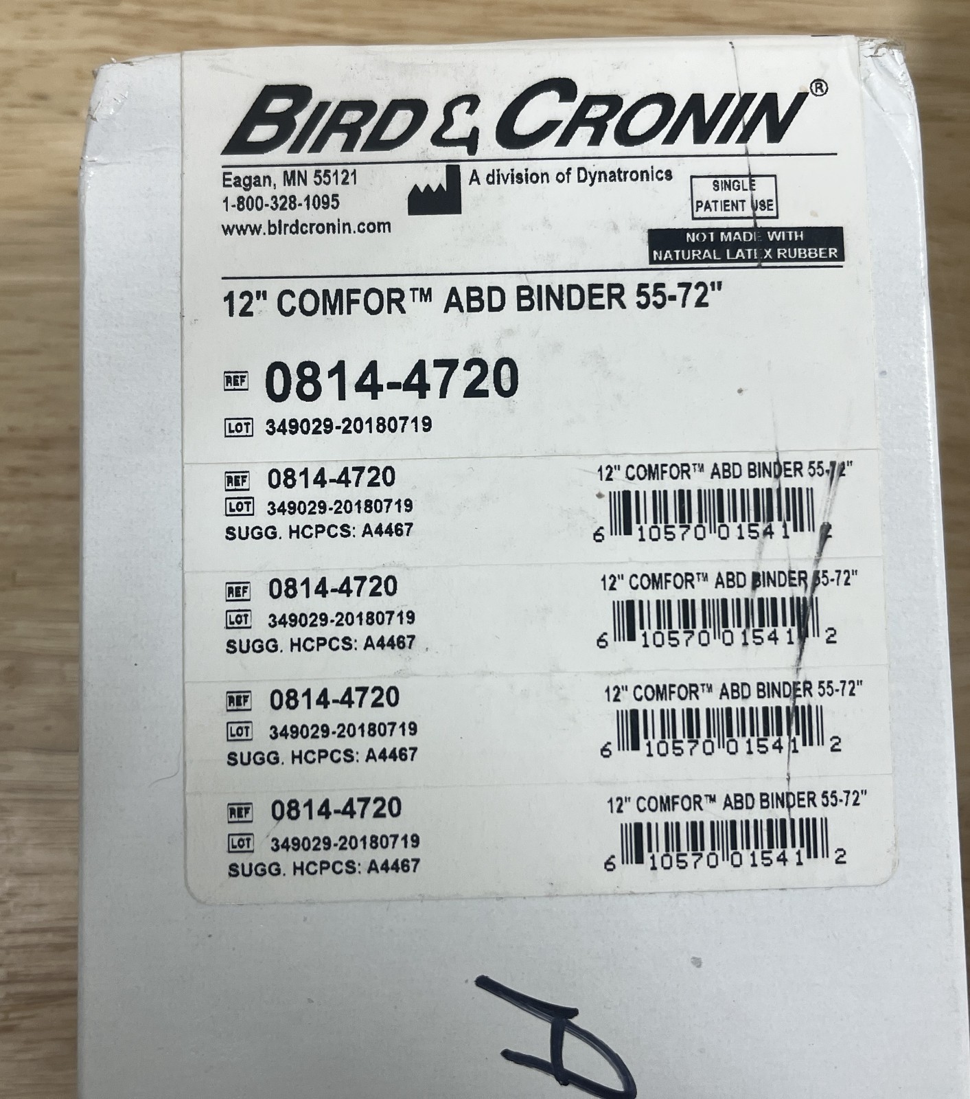 Bird & Cronin Comfor Abdominal Binder – 12″ Wide x 55″ to 72″ – 0814-4720