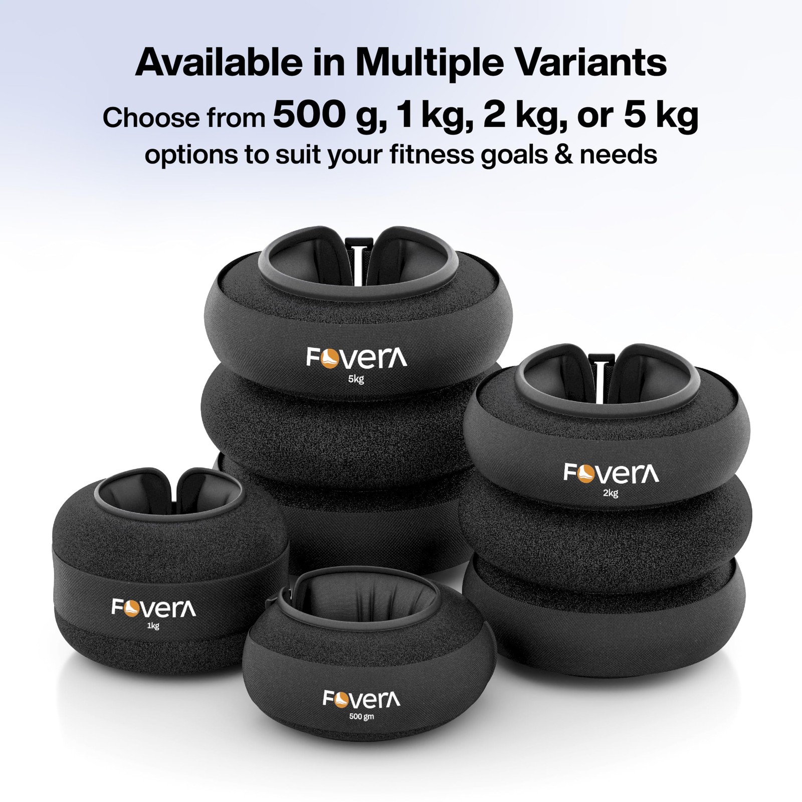 FOVERA 500g Weight Cuff Set for Strength, Rehab, Adjustable Strap, Pack of 2