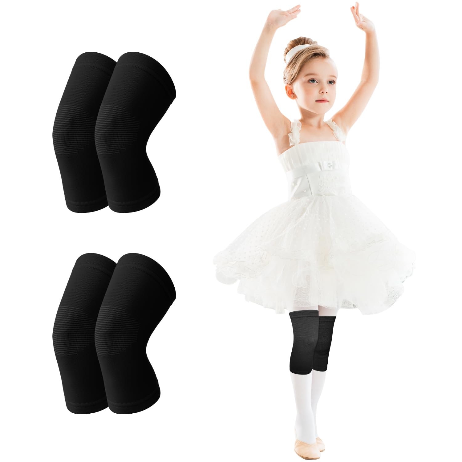 2 Pairs Kids Knee Brace Compression Sleeve Non Slip Support Sports Black S
