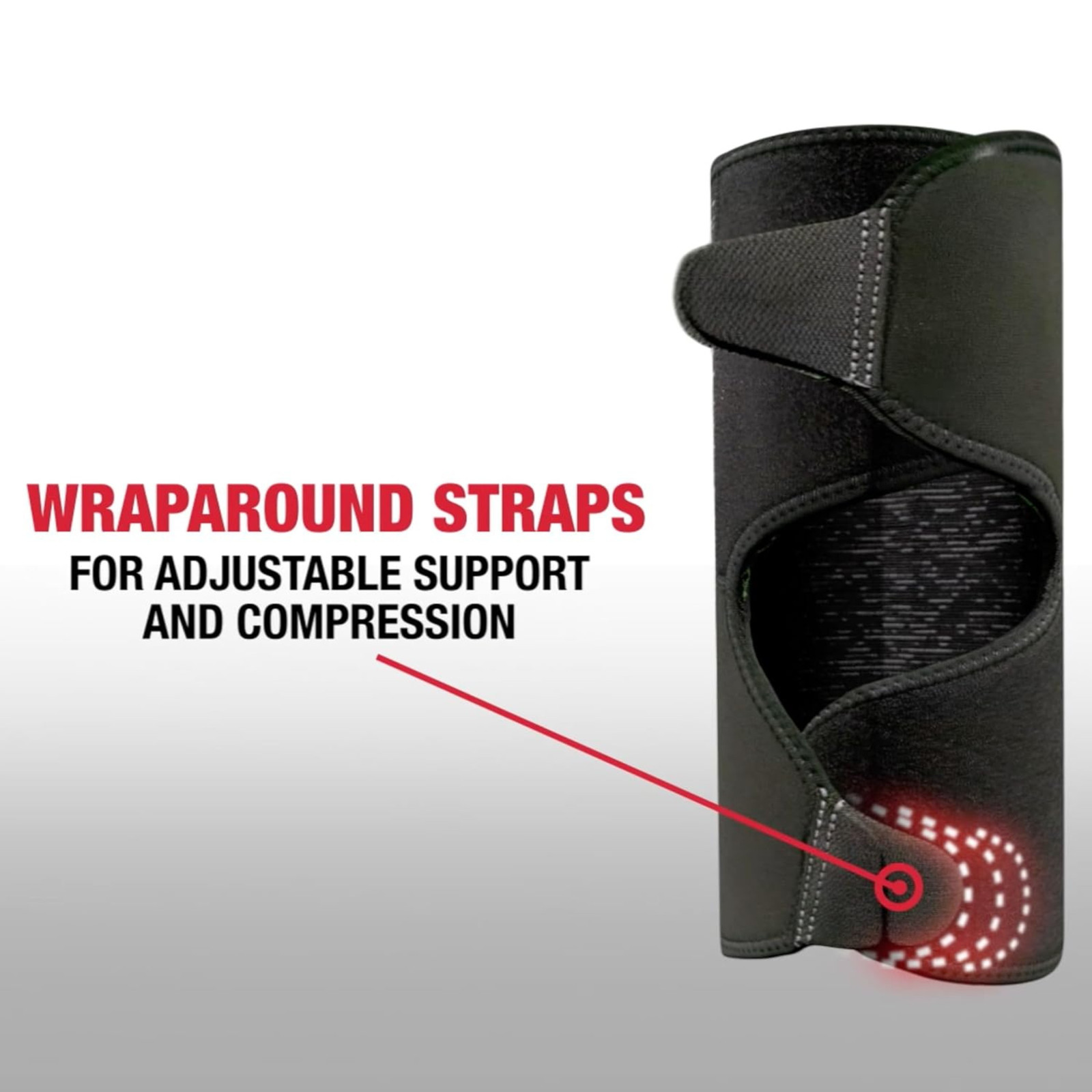 Mueller Hybrid Wraparound Knee Support: One Size Fits Most (Black, Grey & White)