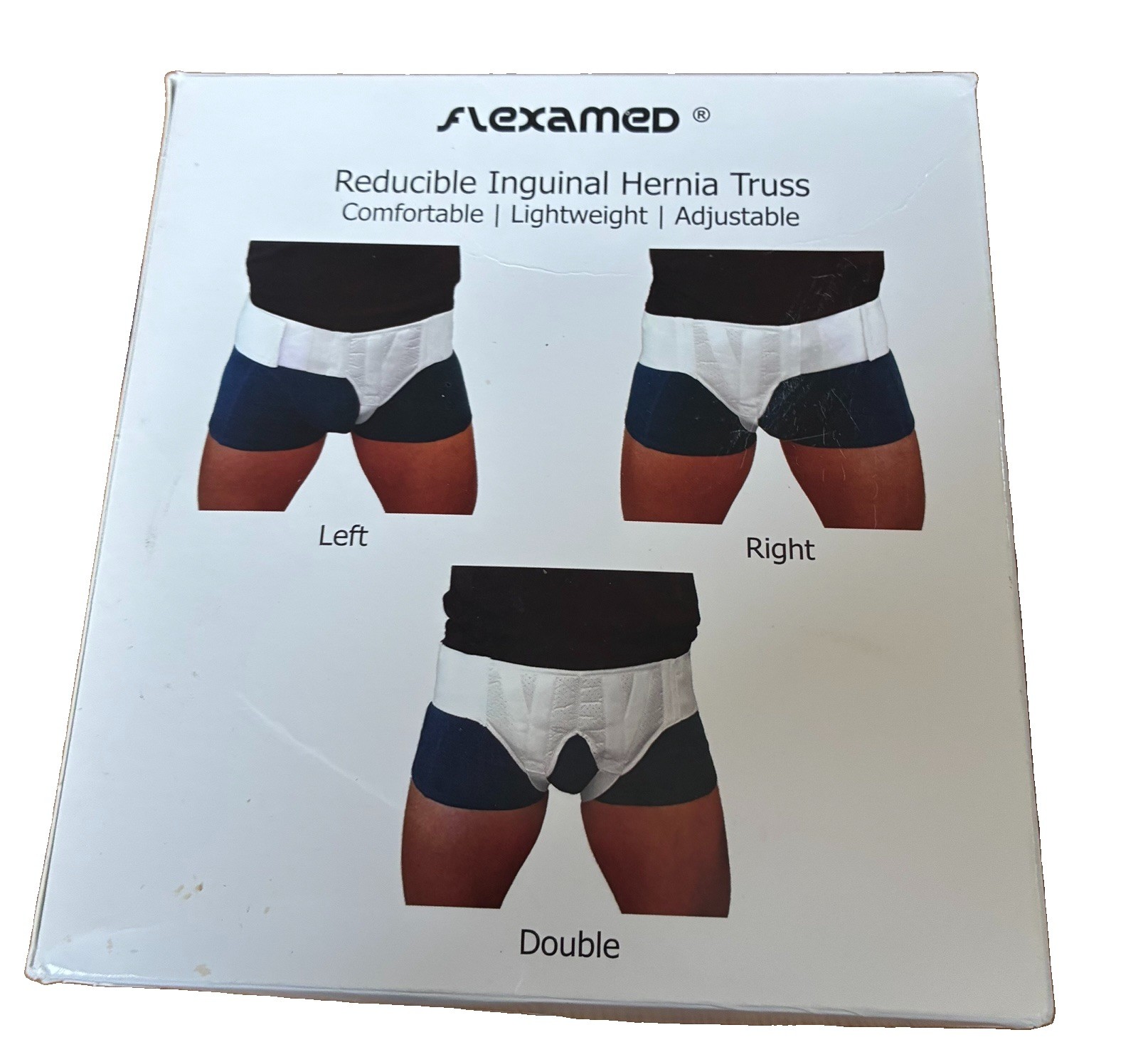 FlexaMed Inguinal Hernia Belt Gear Groin White Right Medium 32-36 New Open Box