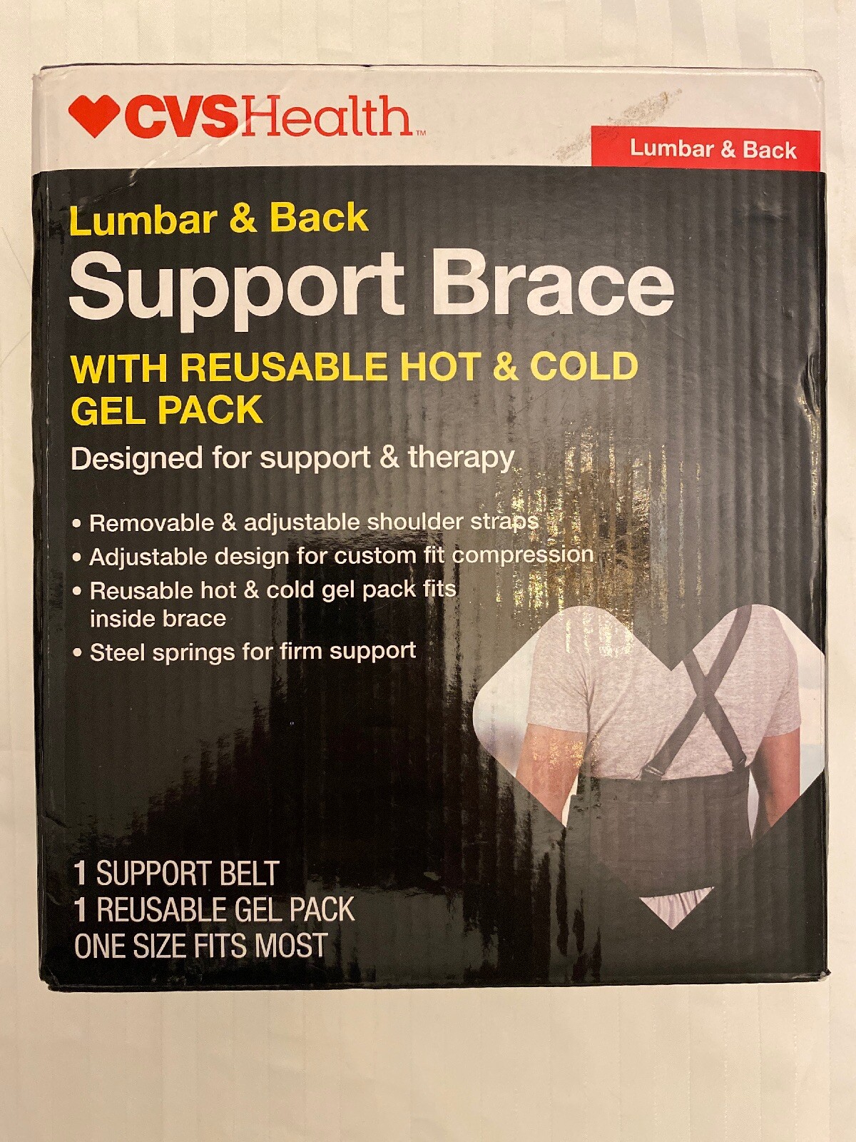 Lumbar & Back SUPPORT BRACE with Reusable Hot & Cold Gel Pack CVS Health
