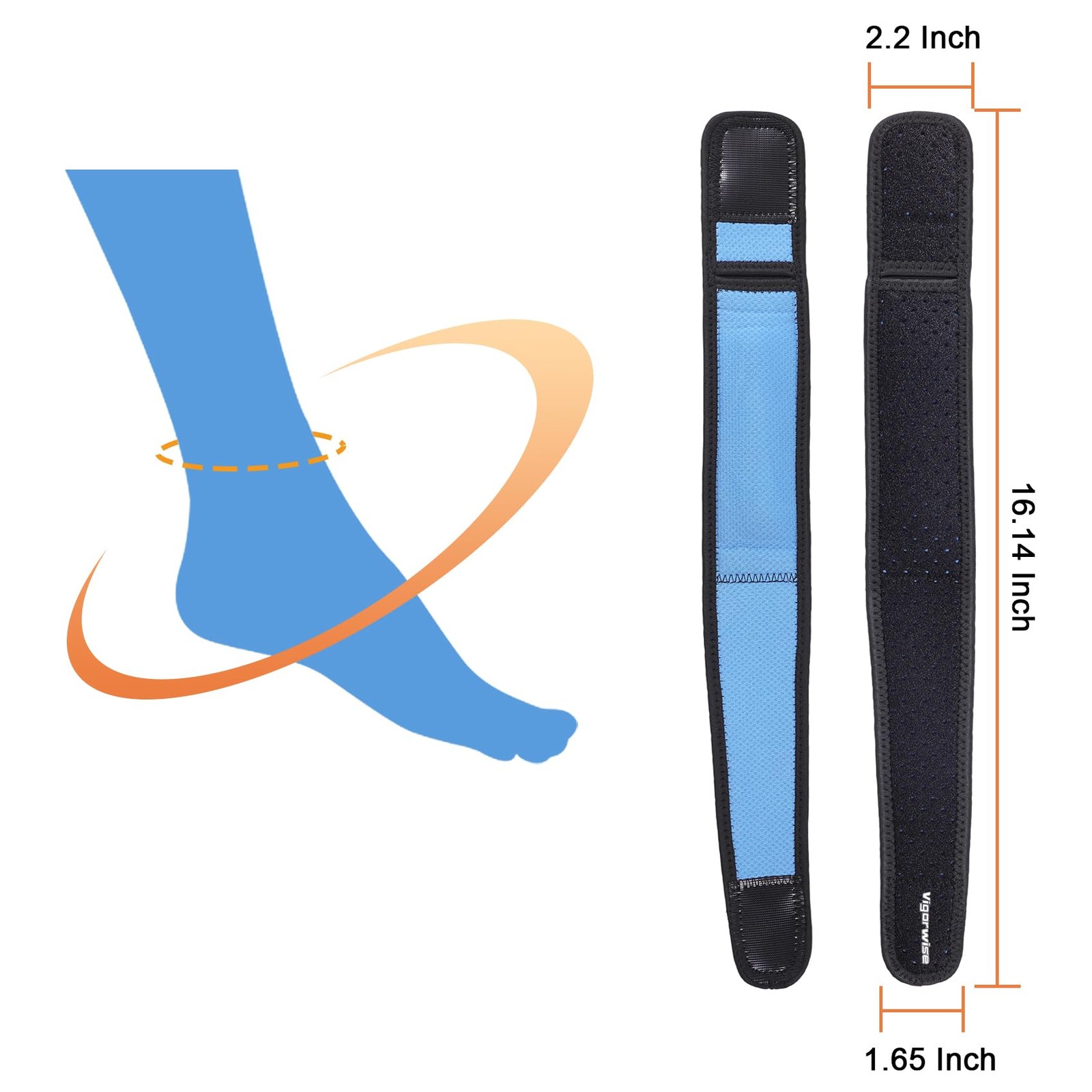 Vigorwise Achilles Tendonitis Brace, 1Pcs Adjustable One Size, Blue