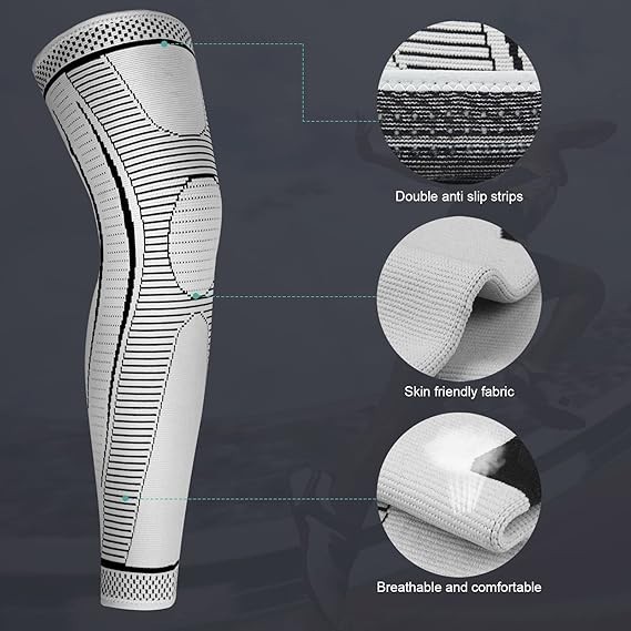 2 Pack Full Leg Compression Sleeves for Men And Women Long Knee Brace Support…