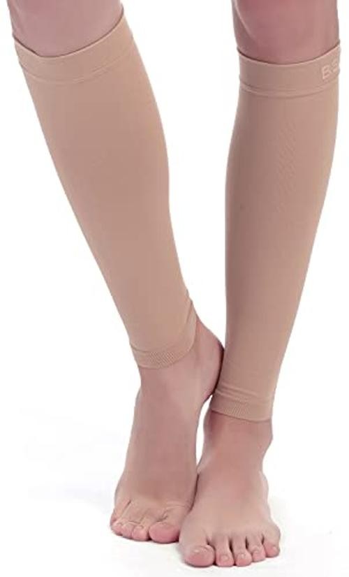 BSERA Calf Compression Sleeve Women, 2 Pairs 20 Medium (4 Count) Nude/Beige