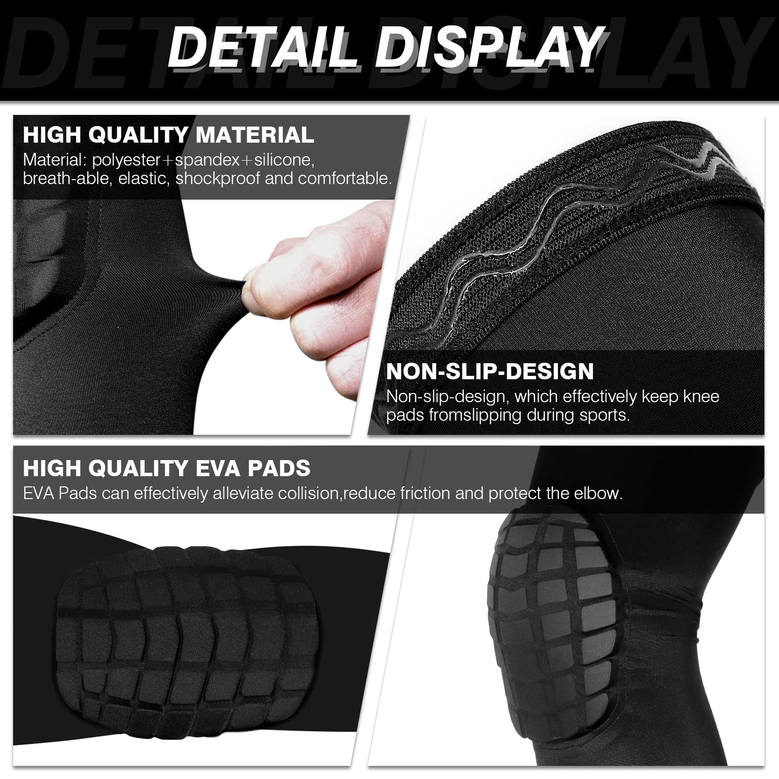 2 PCS Elbow Pads Padded Compression Arm Sleeves For Basketball Volleyball