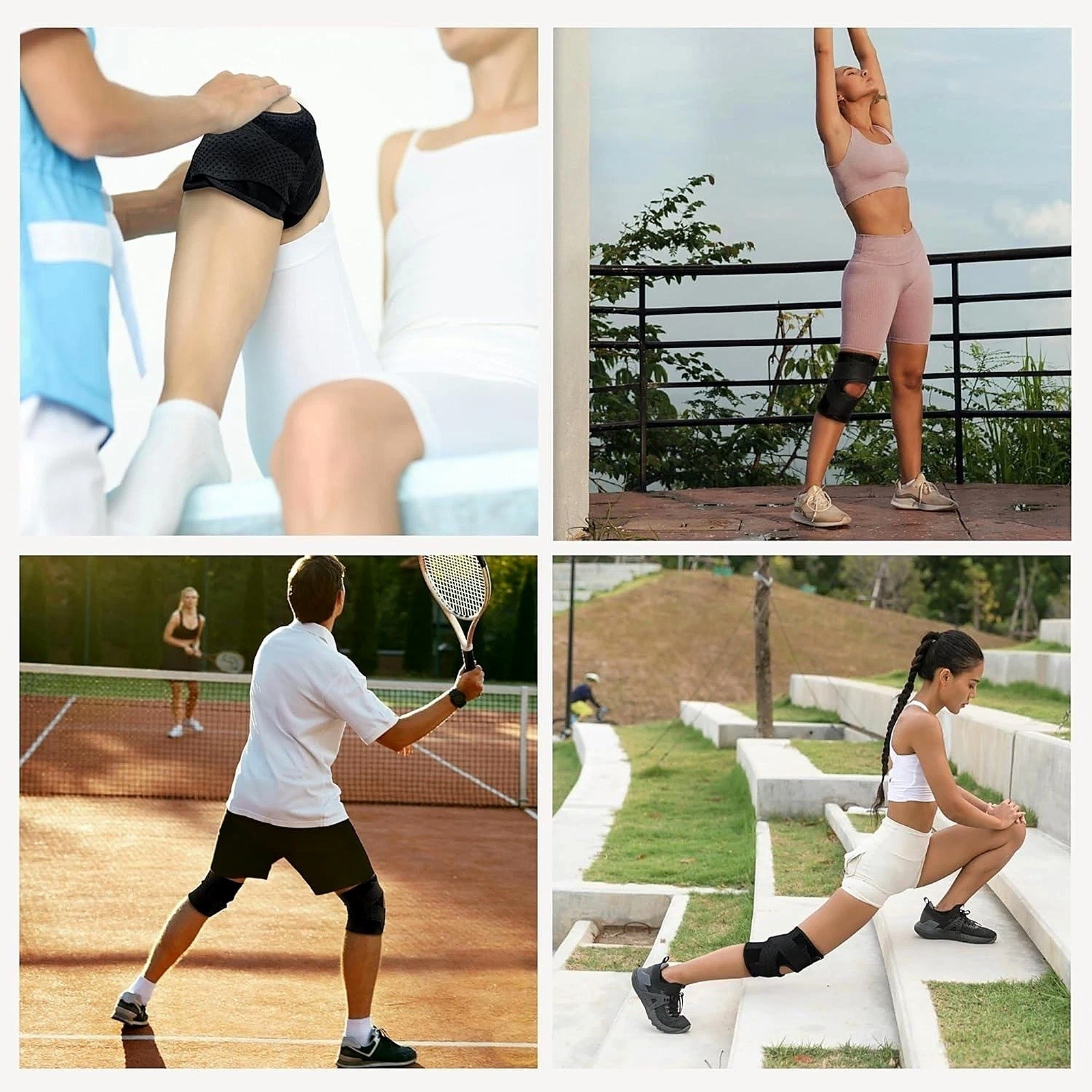 Adjustable Knee Brace Support Patella Stabilizer Pain Relief 4 Springs Men Women