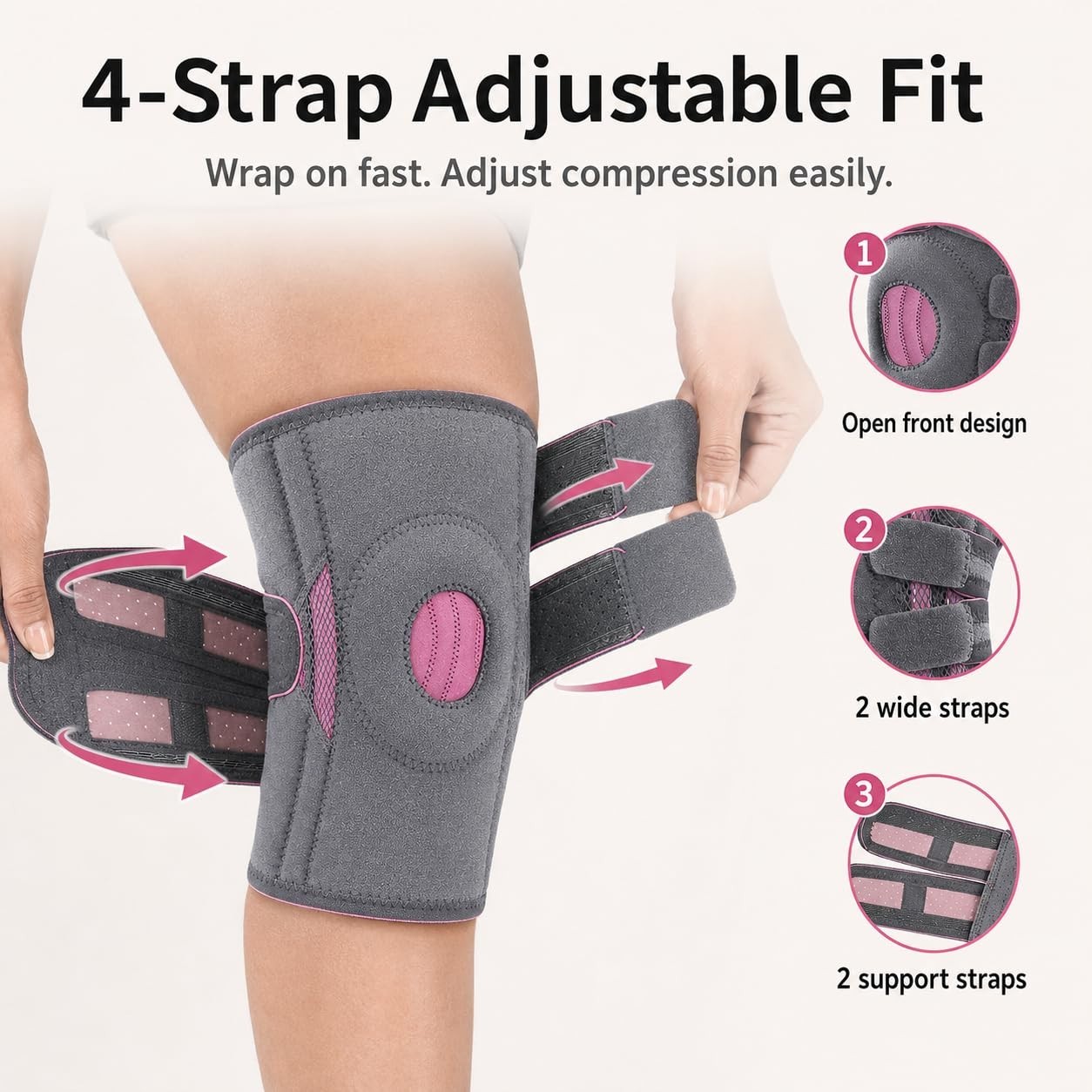 Knee Brace for Men & Women with Side Stabilizers & Patella Gel Pad, Compression