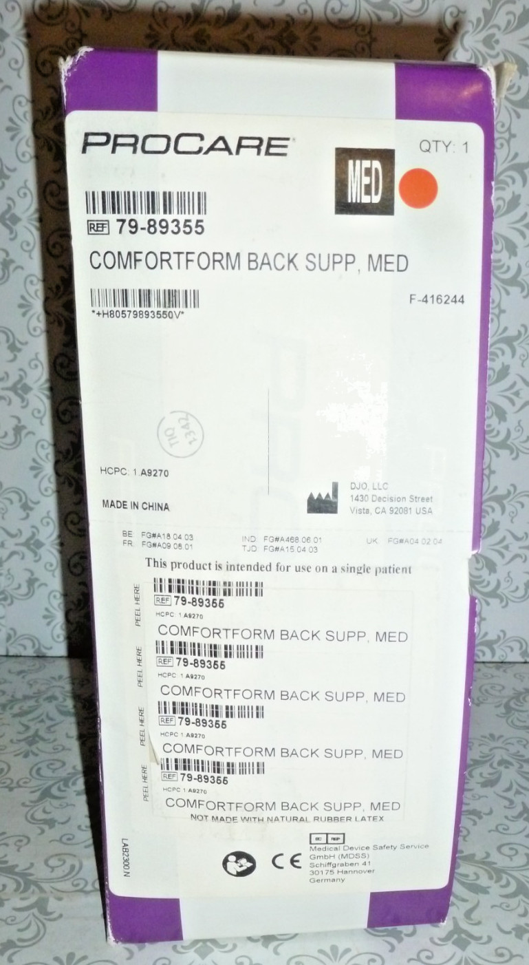 ProCare 79-89355 Comfort Form Back Support, MED, NEW #####