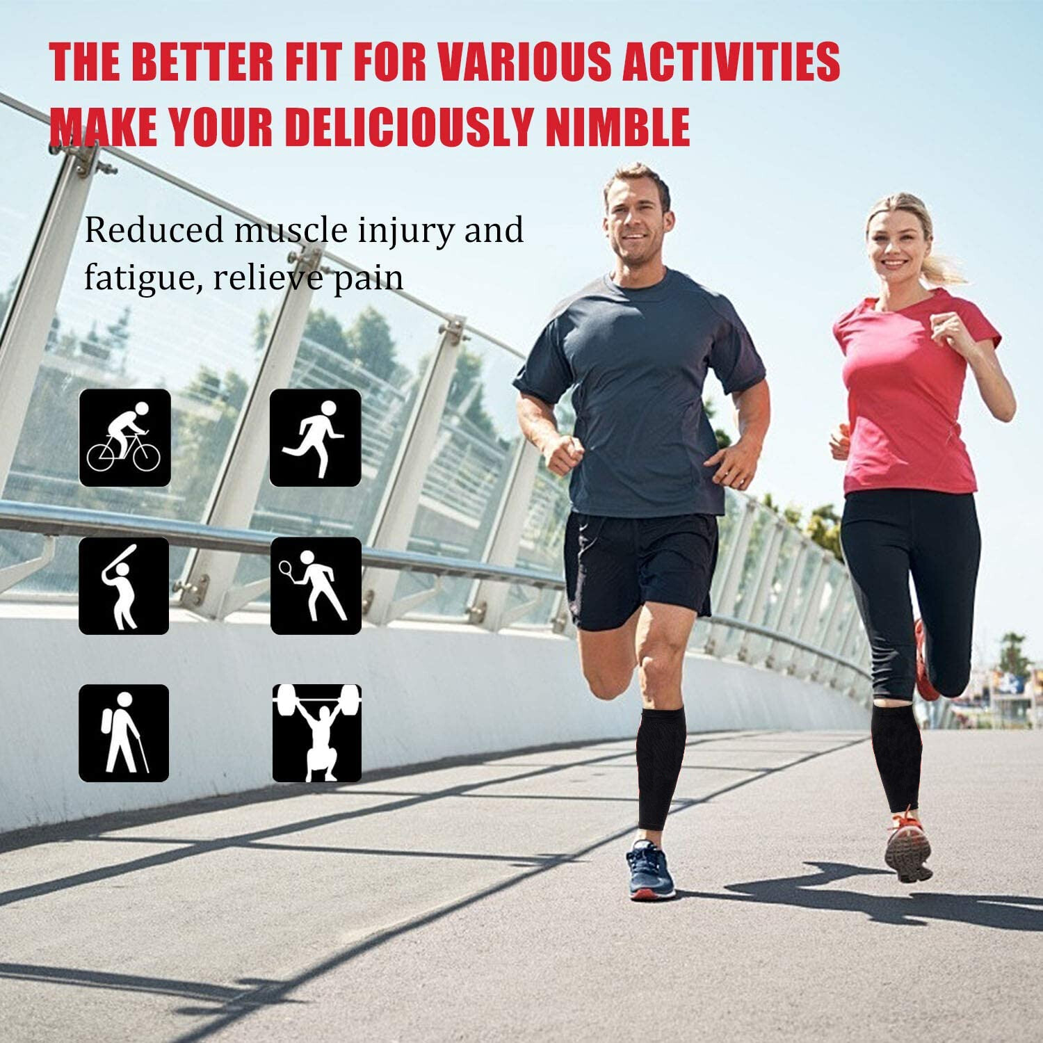 Pair Compression Socks Calf Sleeve Leg Support Brace 15-25mmHg Men Women Sports