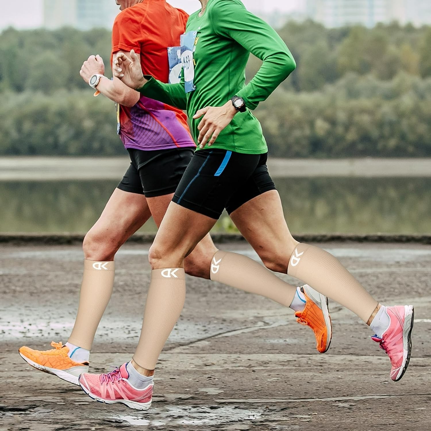 Lightweight & Breathable Compression Sleeves – 3 Beige Pairs for All-Day Comfort