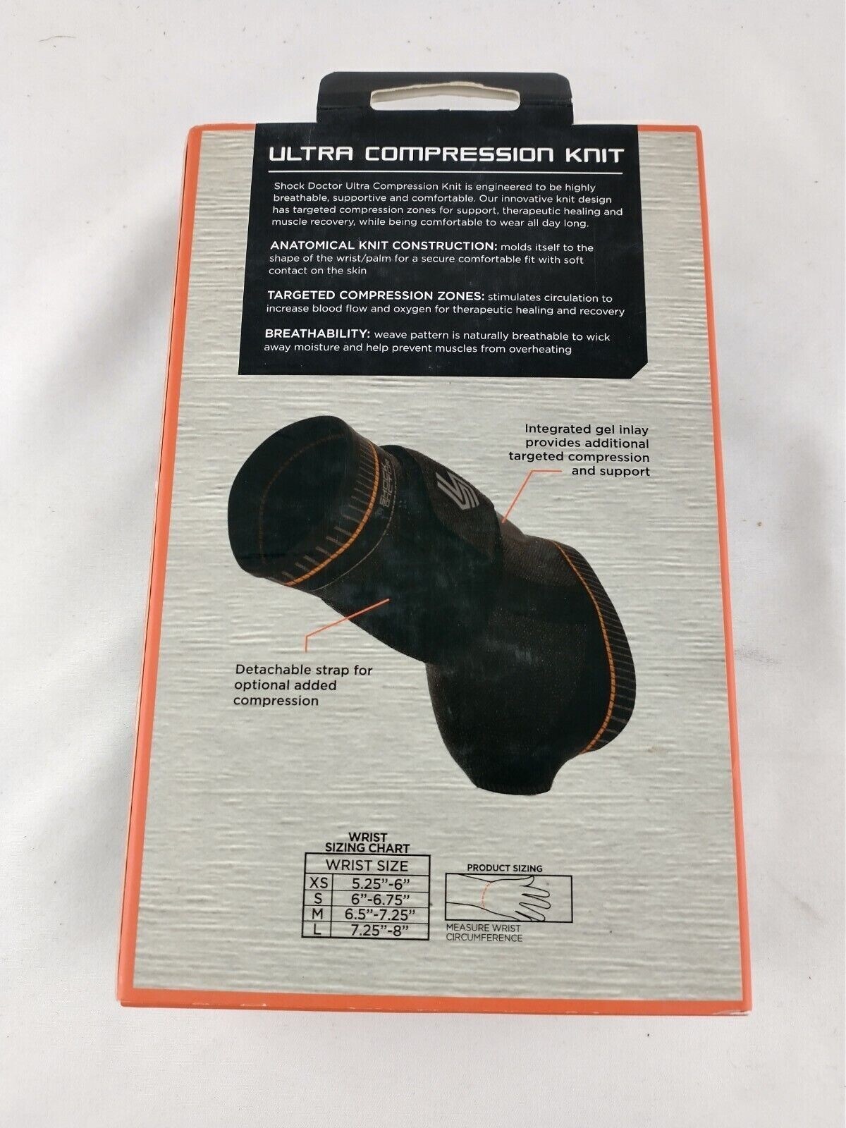 Wrist Support Brace Carpal Tunnel Compression Comfort Gel & Strap L Left RE+