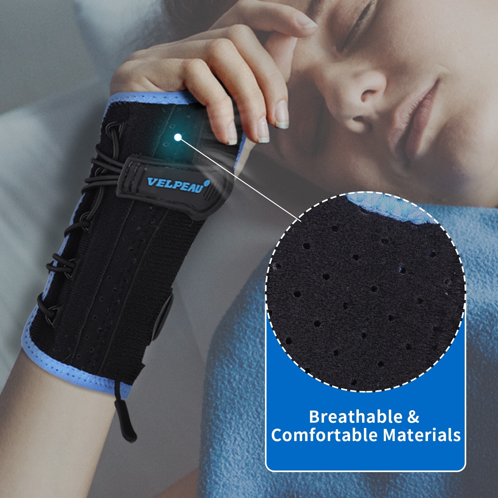 Velpeau Wrist Brace for Carpal Tunnel Pain Relief, with Cushioned & Metal Splint