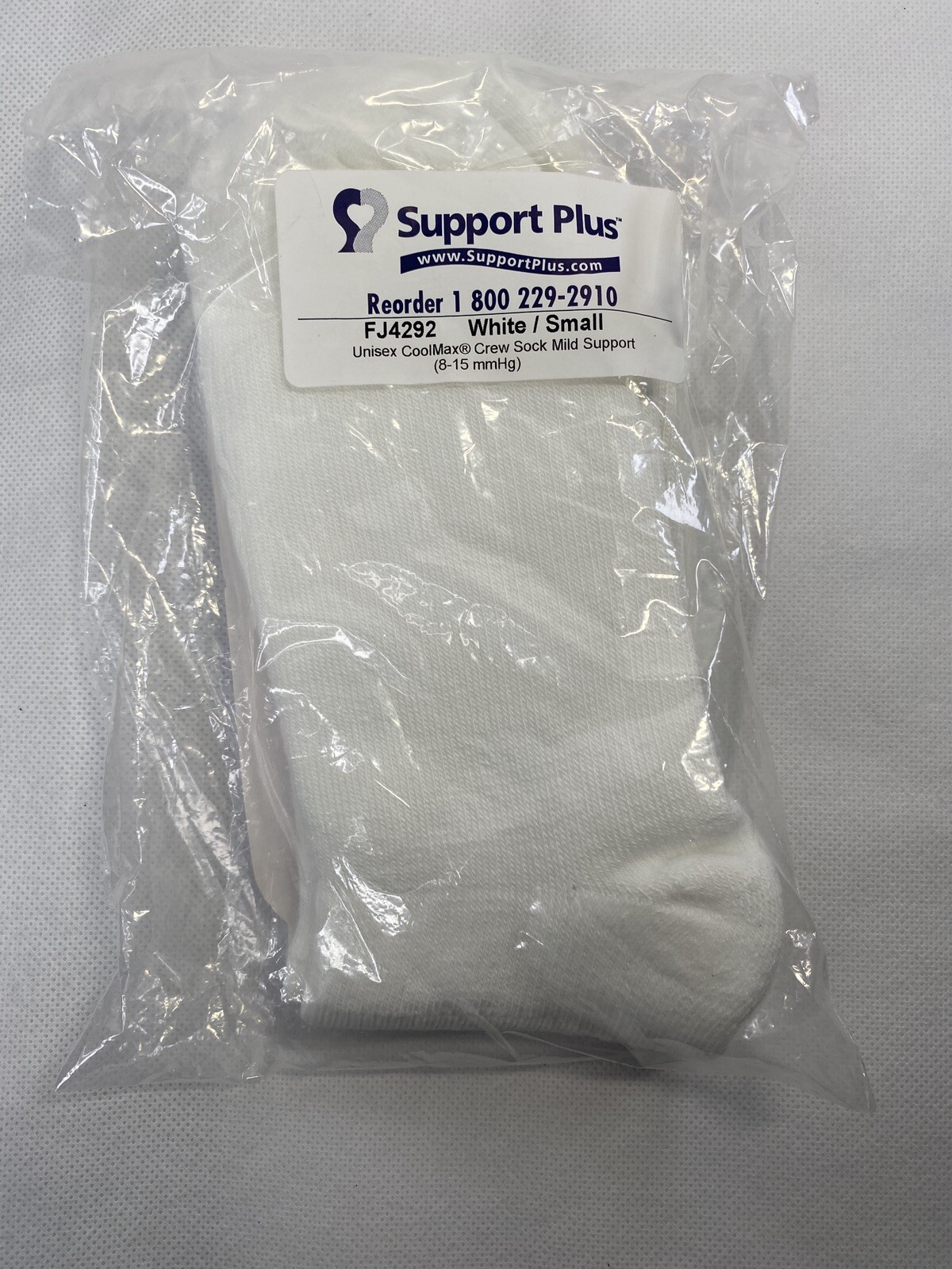 Support Plus Compression White / Small Unisex CoolMax® Crew Sock Mild Support