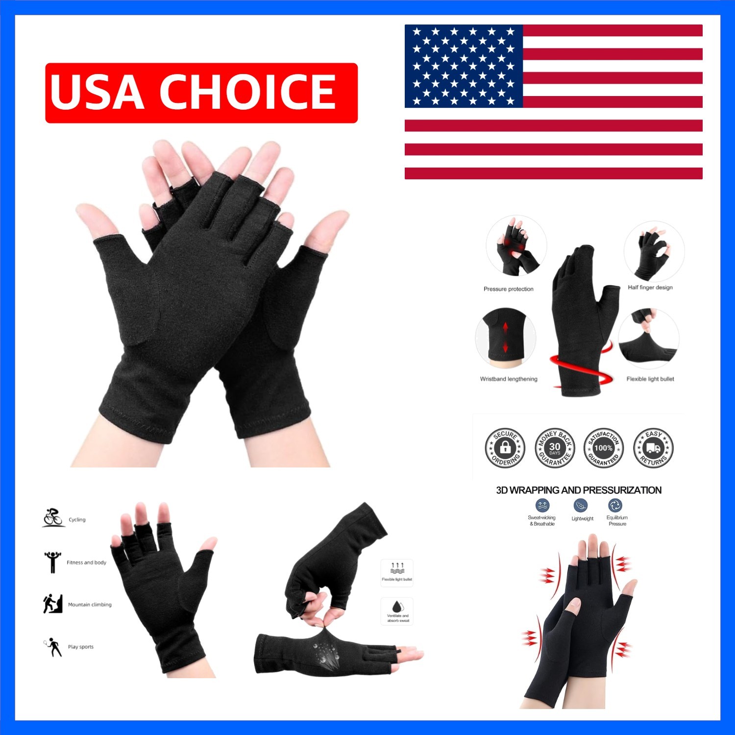 Women & Men Arthritis-Compression-Gloves,Fingerless Carpal-Tunnel-Pain-Relief…