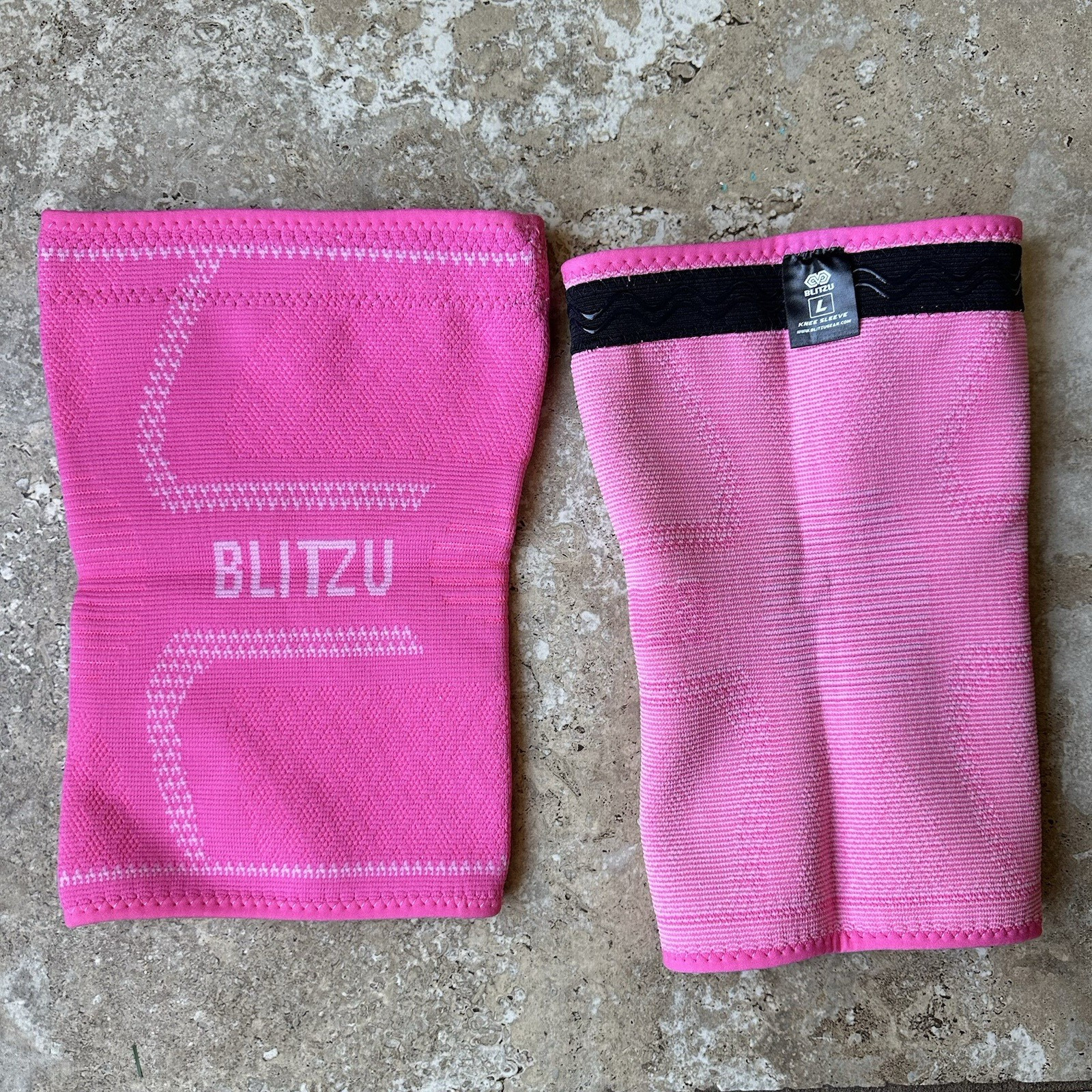 Knee Brace Compression Sleeve Support 2Pcs Large Pink Meniscus Arthritis Sports