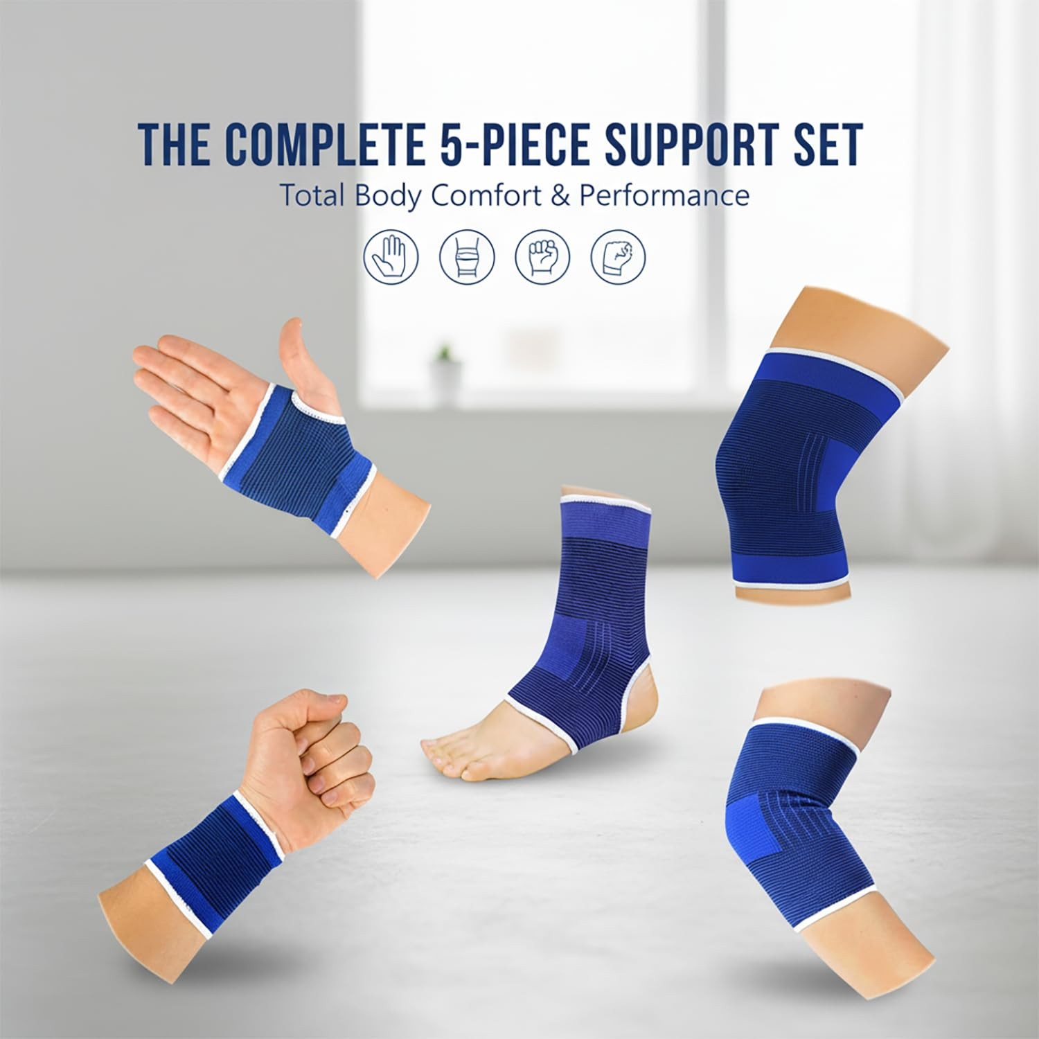 10-Piece Compression Support Brace Set for Knee, Elbow, Wrist Palm & Ankle | …