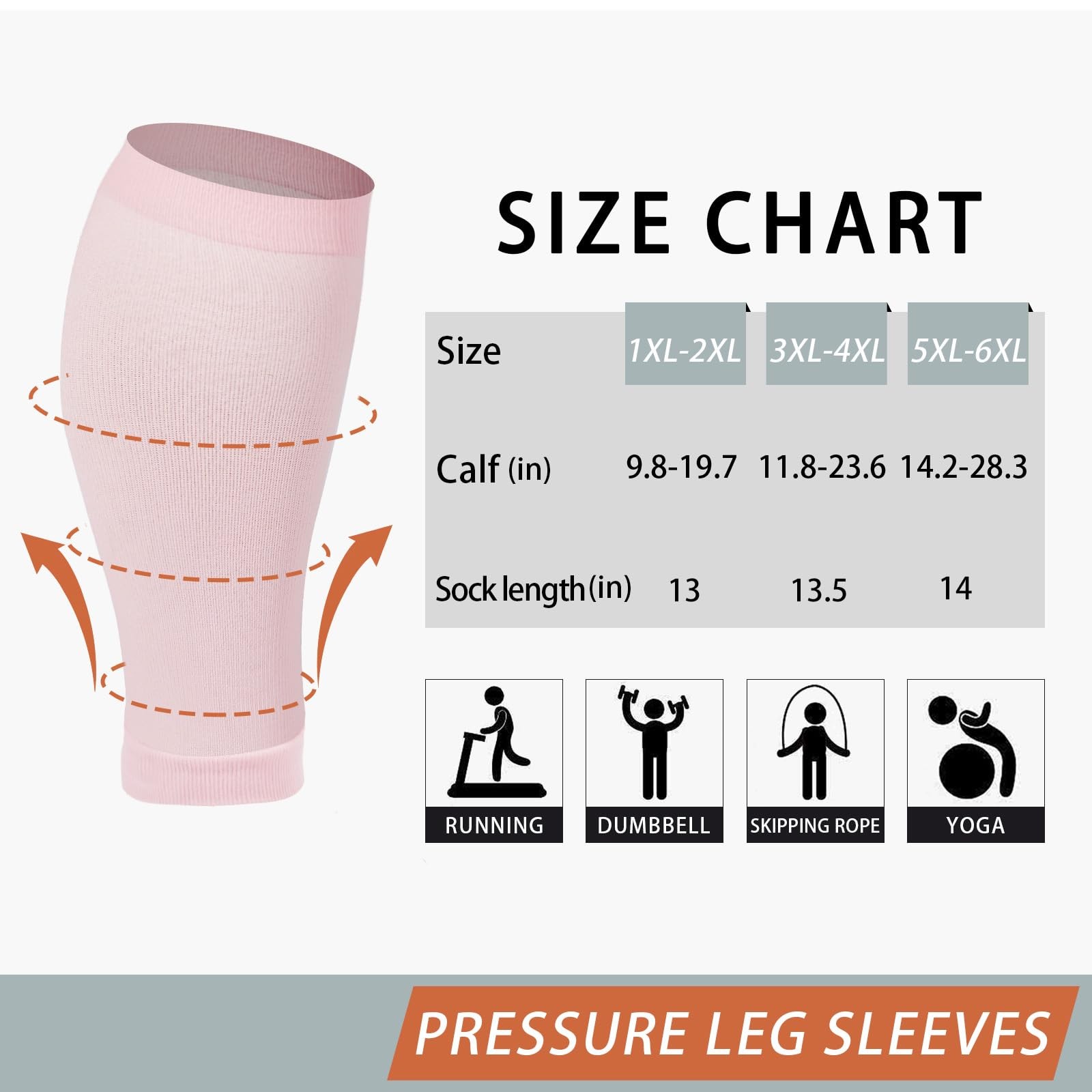 Abodhu Plus Size Compression Leg Sleeves for Women& Men 15-25mmHg Wide Calf K…