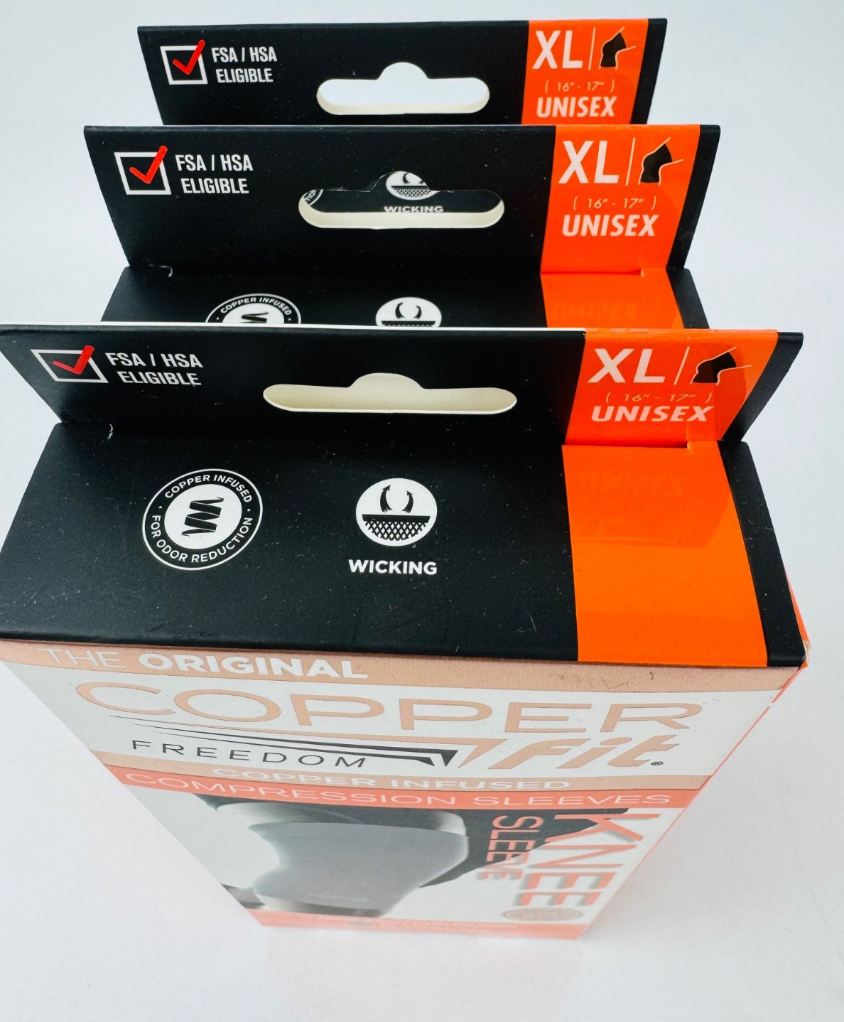 Copper Fit Freedom Knee Compression Sleeve XL 3 Pack