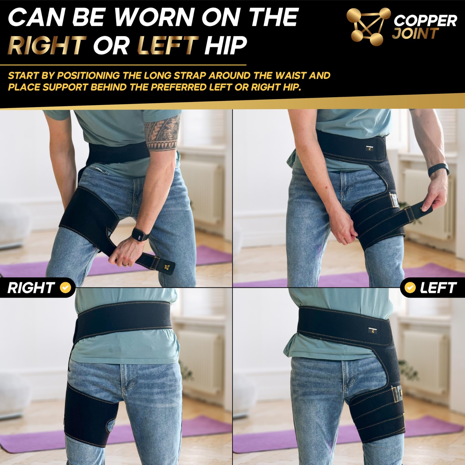 Hip & Thigh Compression Wrap, Adjustable Support for Groin, Hamstring, One Size