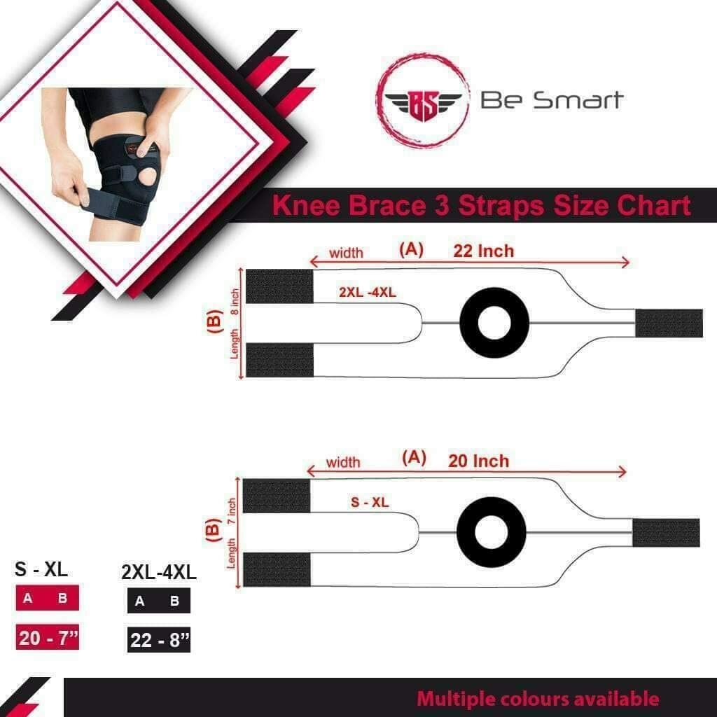 3 Strap Knee Brace Stabilizer Wrap Support Guard Patella Arthritis Adjustable
