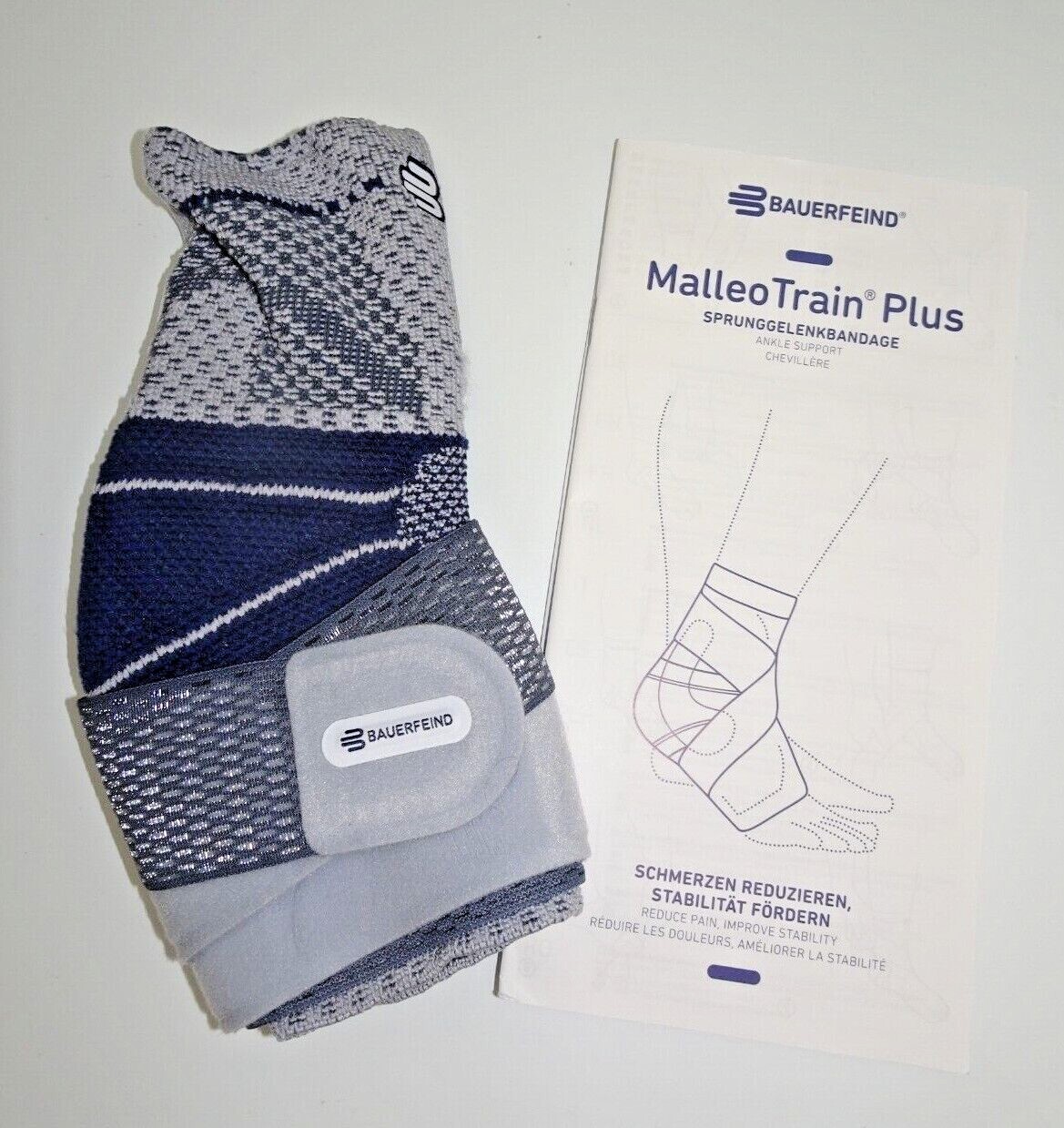 Bauerfeind MalleoTrain Plus- Ankle Support, Right Foot – Size 1 – Color Titanium