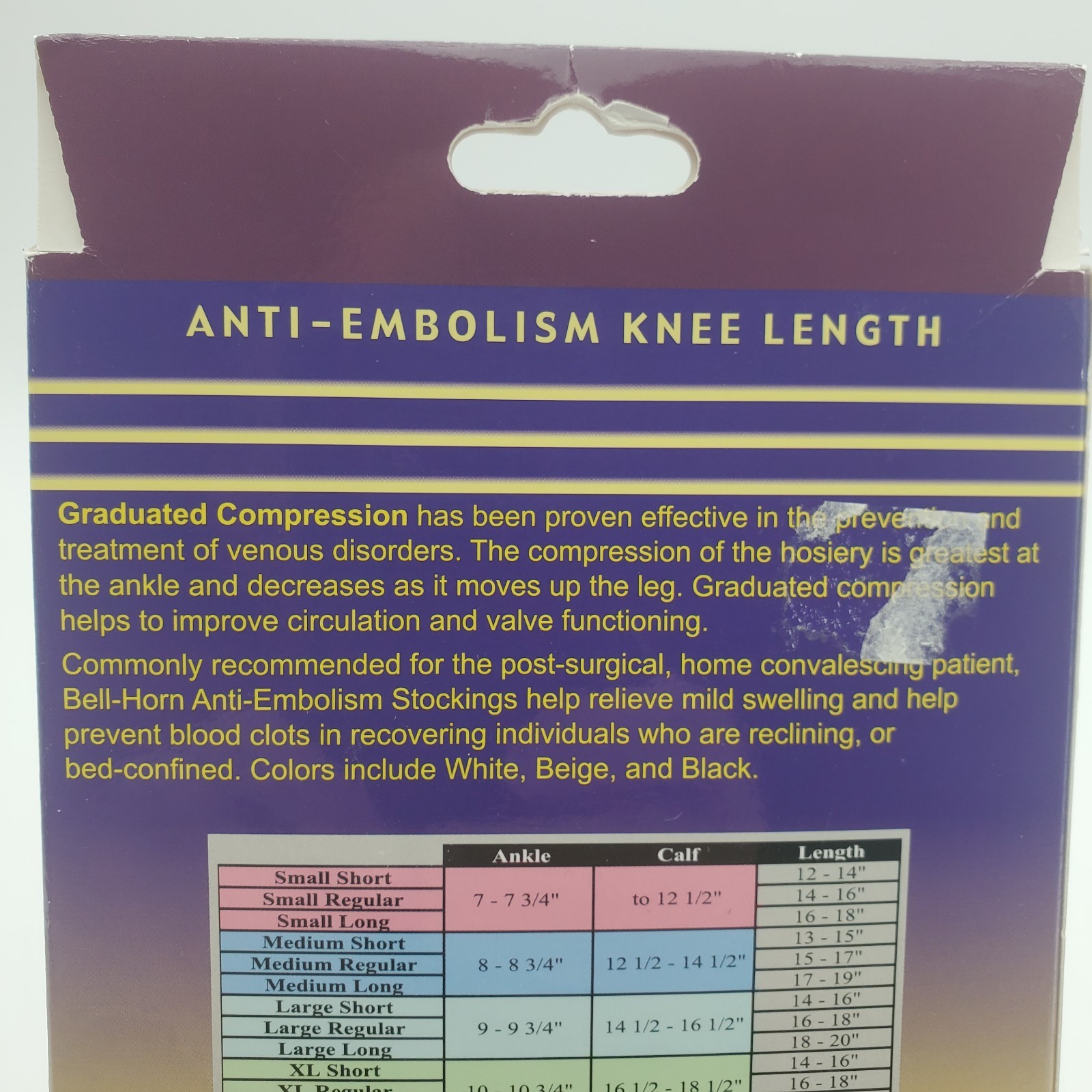 Anti Embolism Bell-Horn Stockings 18 mmHg Compression Closed Toe White 2X Large