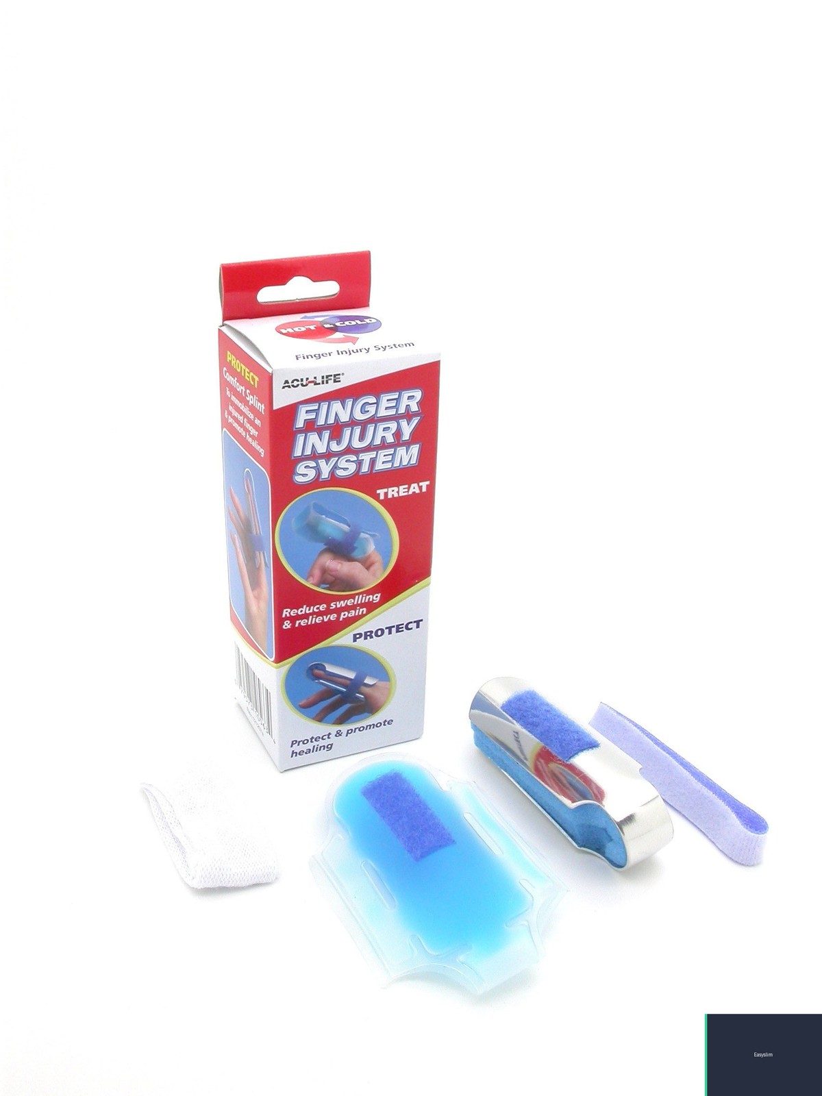 Finger Splint Kit Aluminum Frame Foam Padding Cold Pack 4 Piece