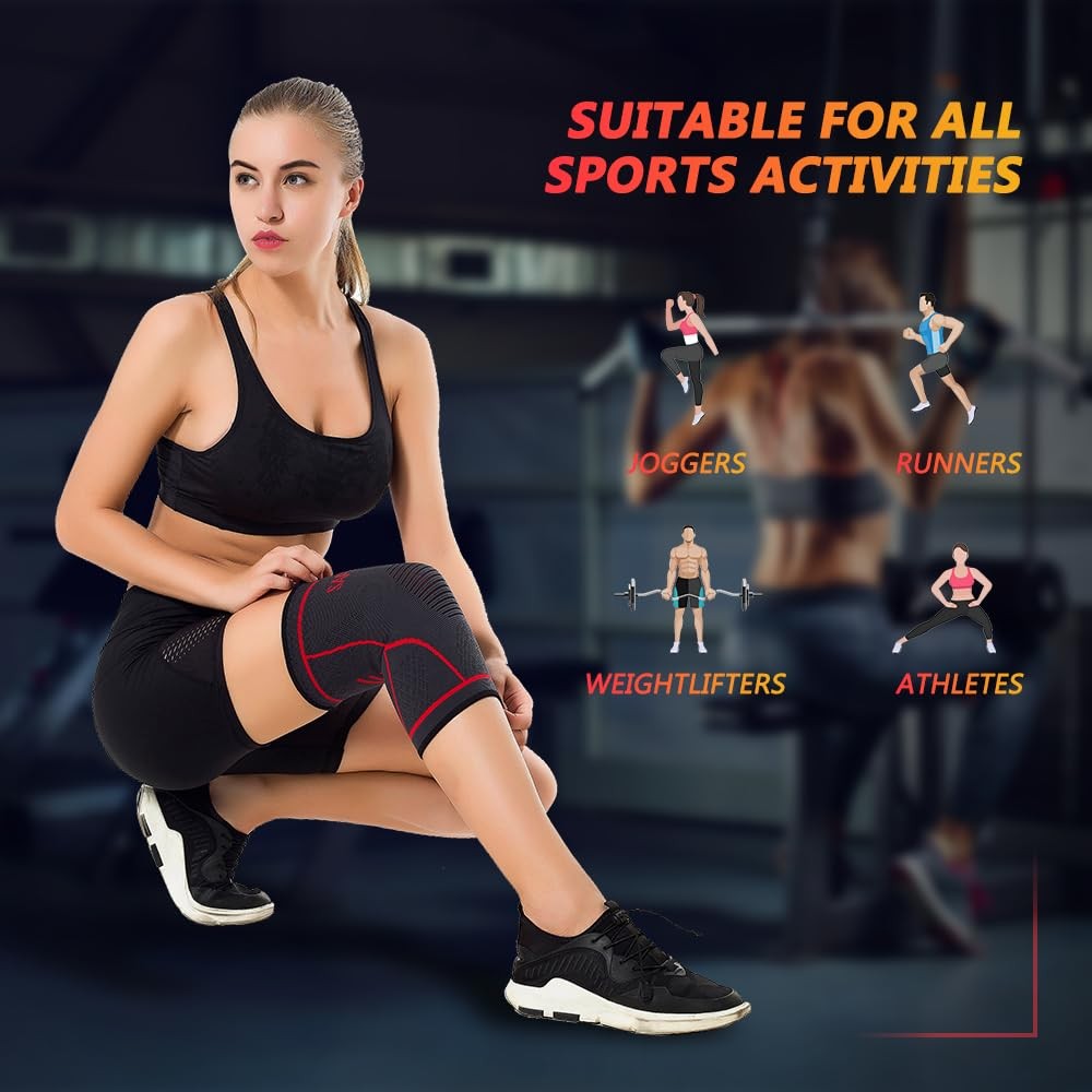 Knee Compression Sleeve,Knee Sleeves for Weightlifting,Knee Braces Runners, B…