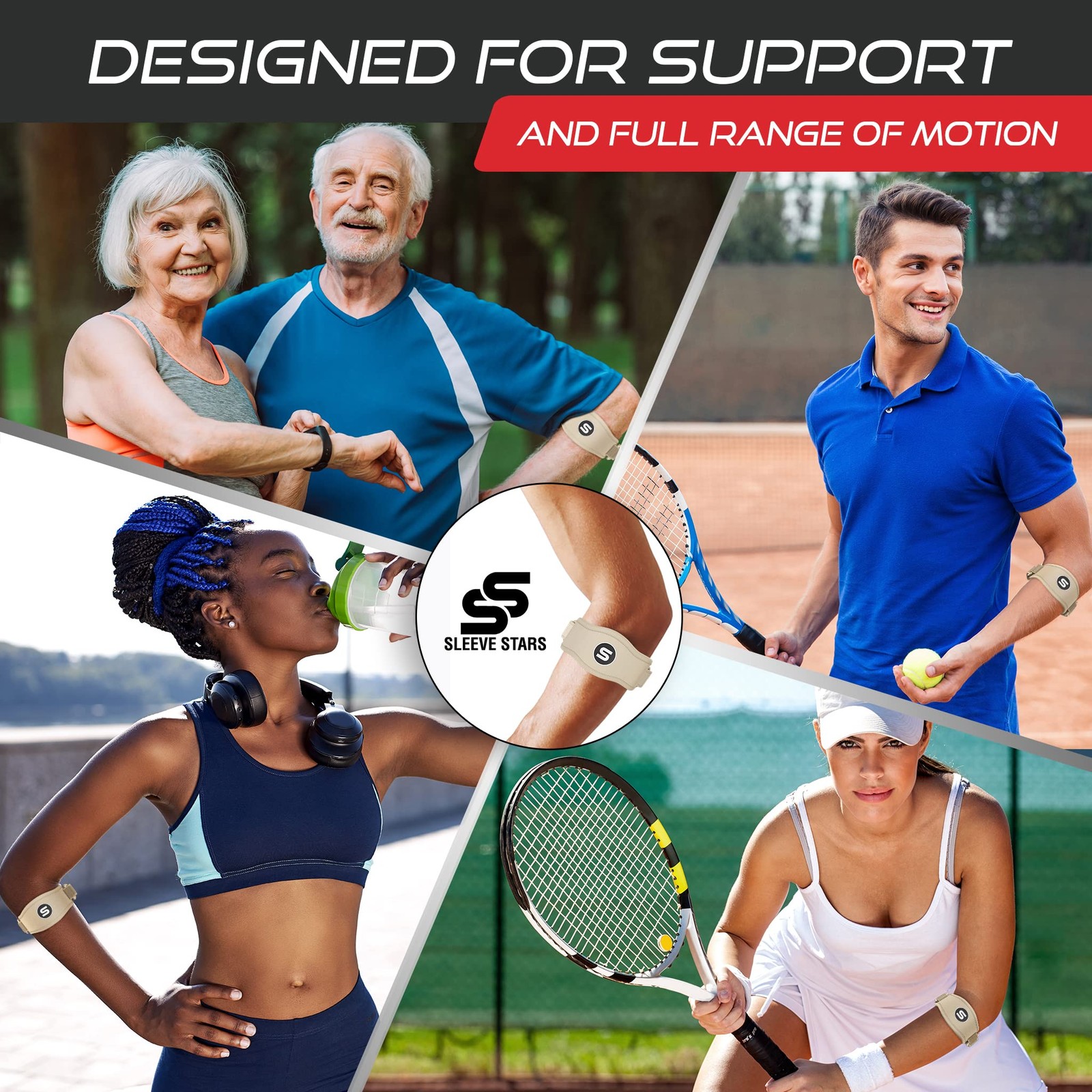 Sleeve Stars Tennis Elbow Brace for Men & Women, Tendonitis Elbow Brace & Strap