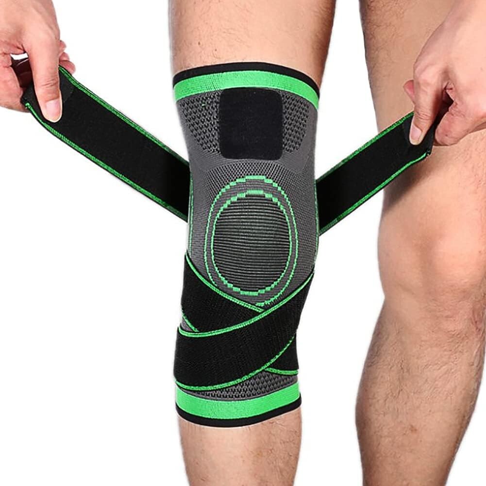 Compression Knee Brace for Arthritis Pain, Black and Green, Large