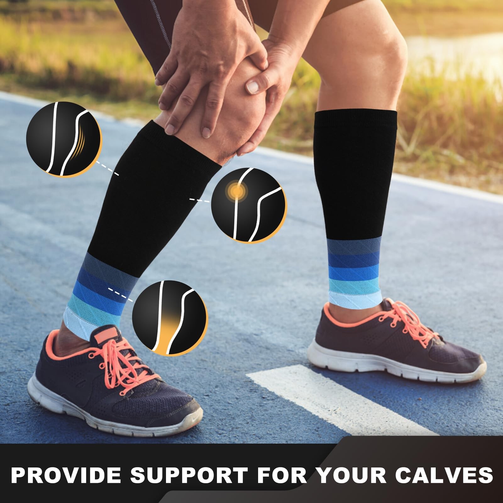 3 Pairs Calf Compression Sleeves for Men And Women Football Leg Sleeve Footle