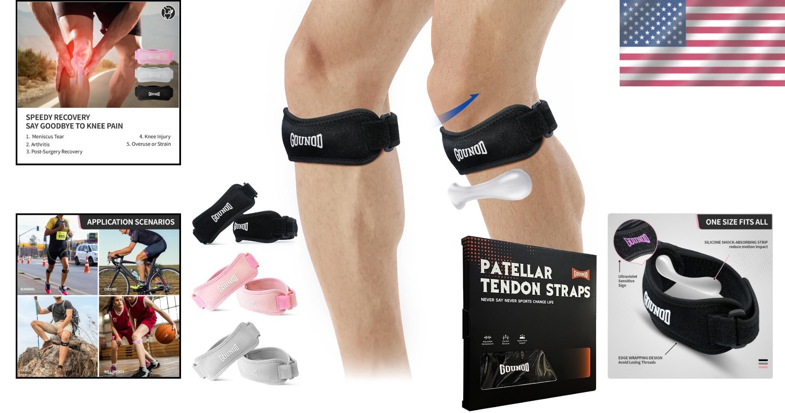 GOUNOD Patellar Tendon Support Strap 2 Pack,Knee Strap for Knee Pain Relief,P…