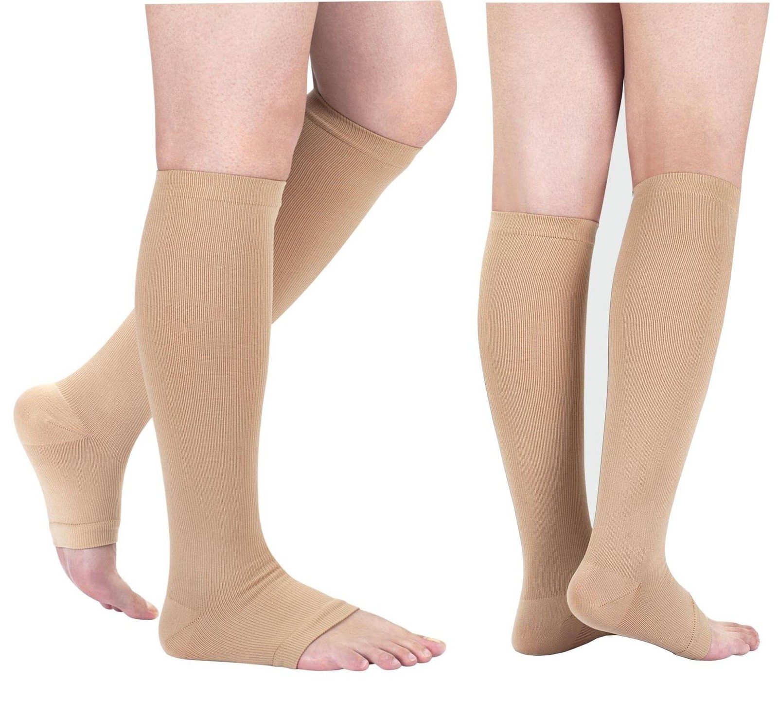 Open toe Toeless Compression Socks 3 Pairs for Women Men 15-20 mmHg Support R…