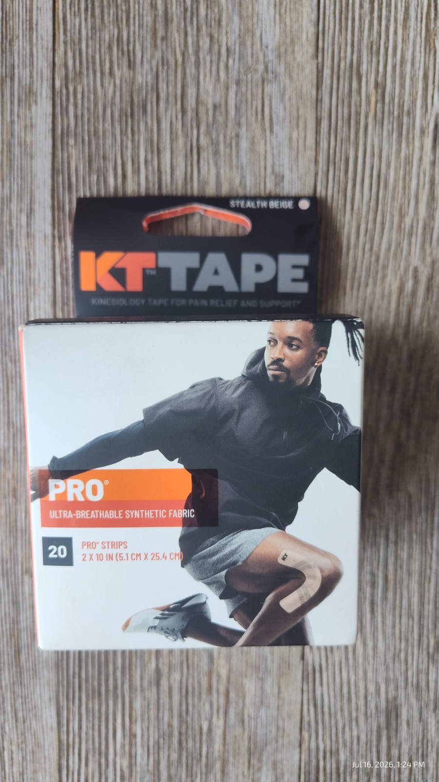 KT Tape Pro Elastic Sports Tape 20 Pro Strips (2″x10″) Stealth Beige