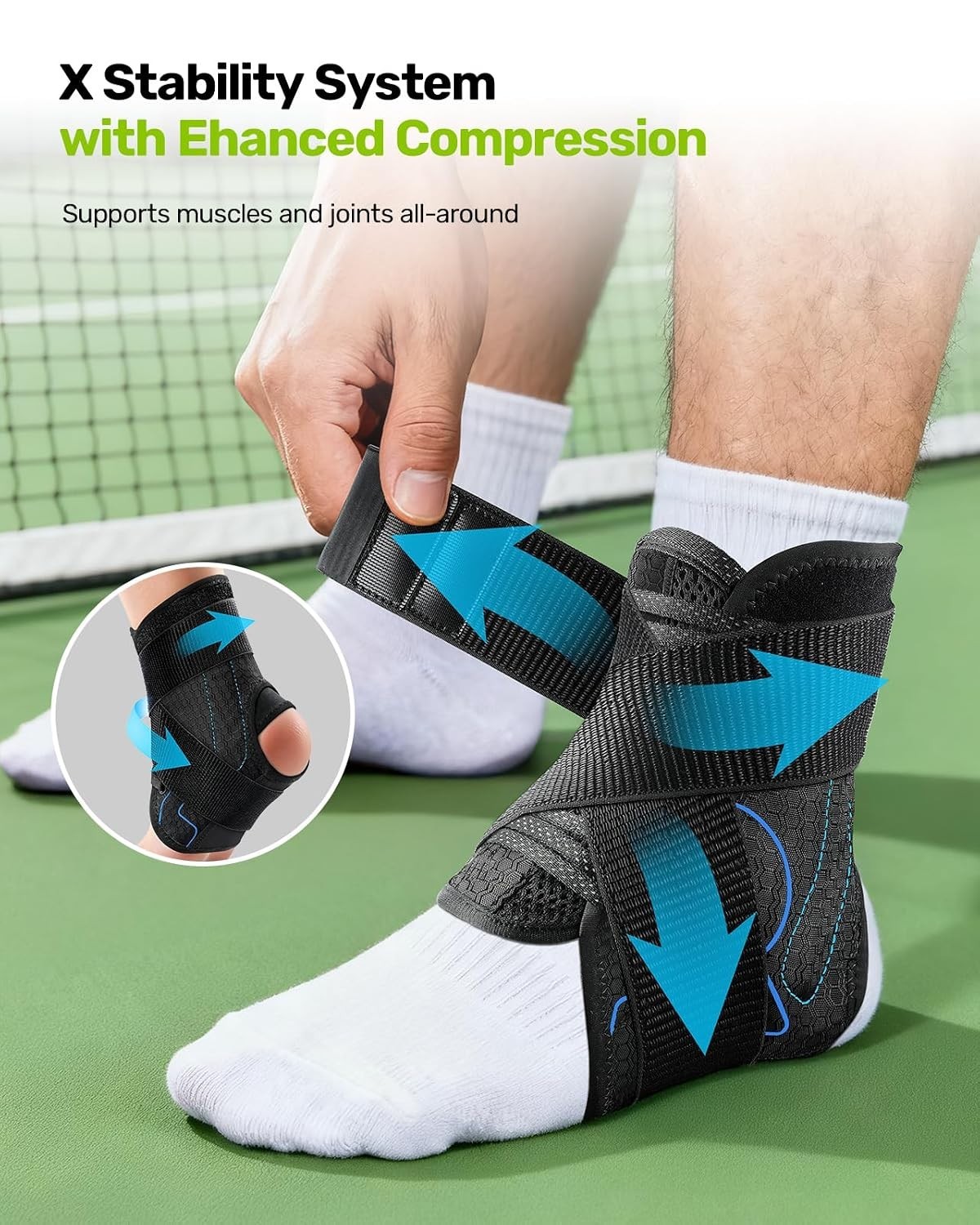 Quick Lace-Up Ankle Stabilizer – Breathable, Adjustable & Slim Fit for Sports, M