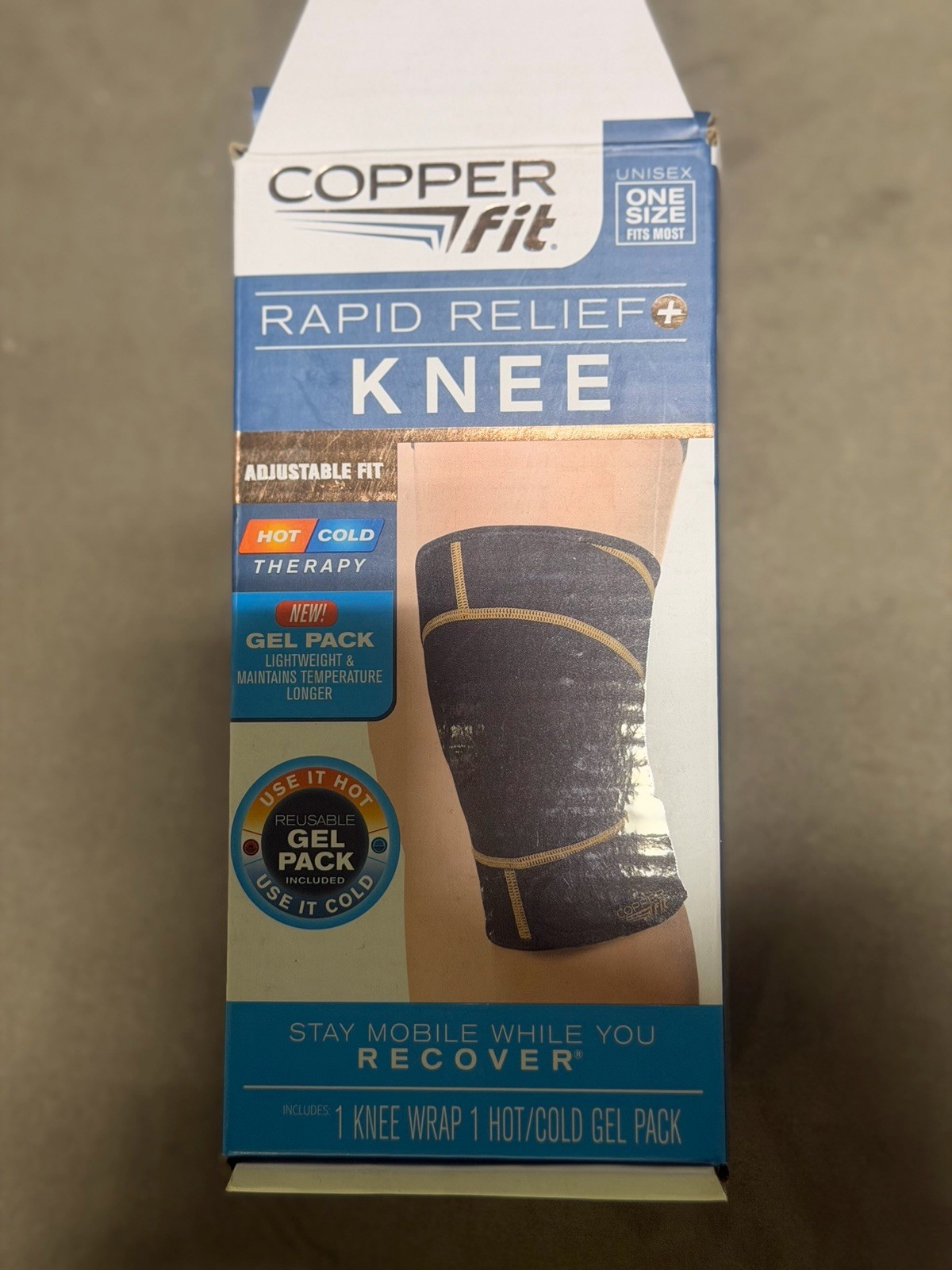 Copper Fit Rapid Relief Knee Hot Cold Therapy Adjustable Wrap One Size Fits Most