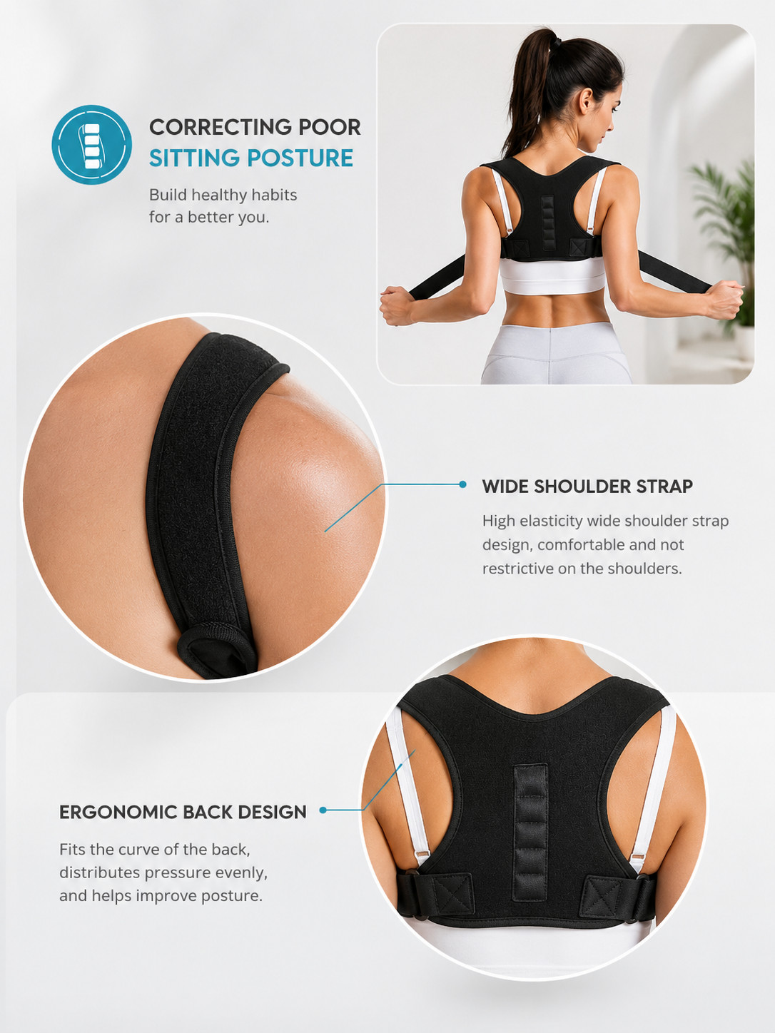Posture Corrector Adjustable Back Brace Shoulder Support Clavicle Belt Men Women