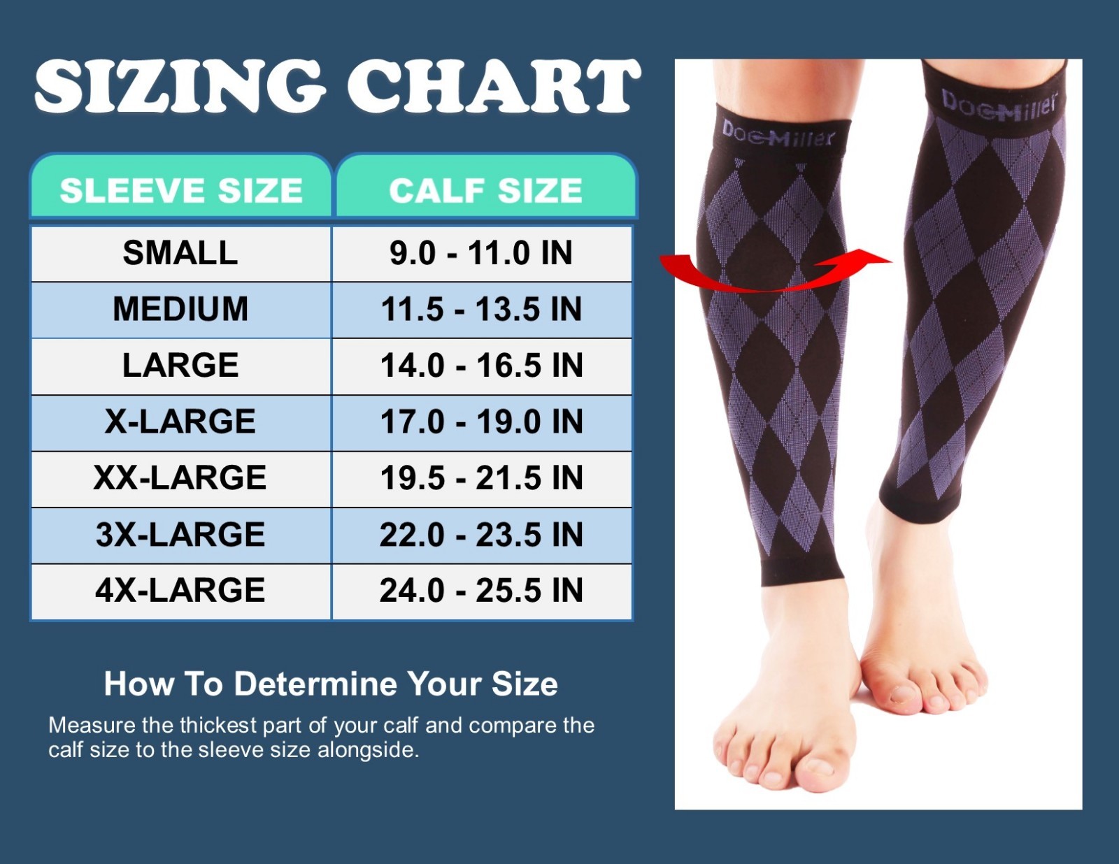 Doc Miller Legs Compression Stockings Calf 20-30mmHG Sleeves For Varicose Pain