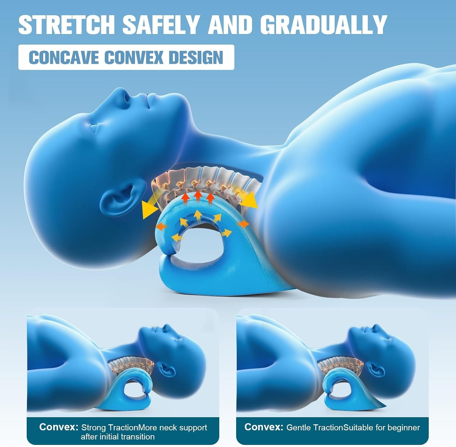 Cervical Traction Pillow for Neck Pain & Stress Relief – Blue Comfort Solution