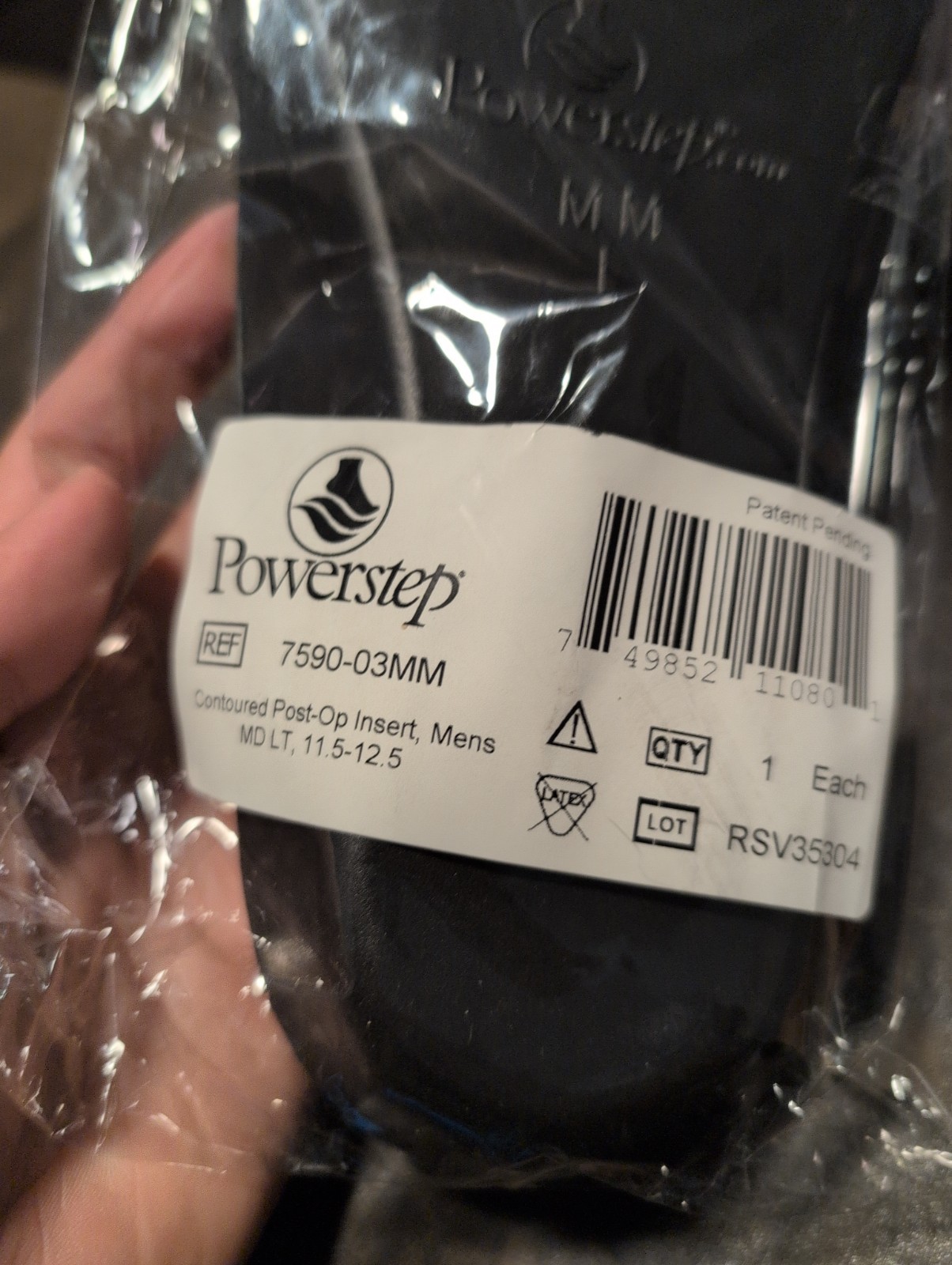 Powerstep 7590-03mm Contoured Post Op Insert Mens 11.5-12.5 Md Lt Shoe New