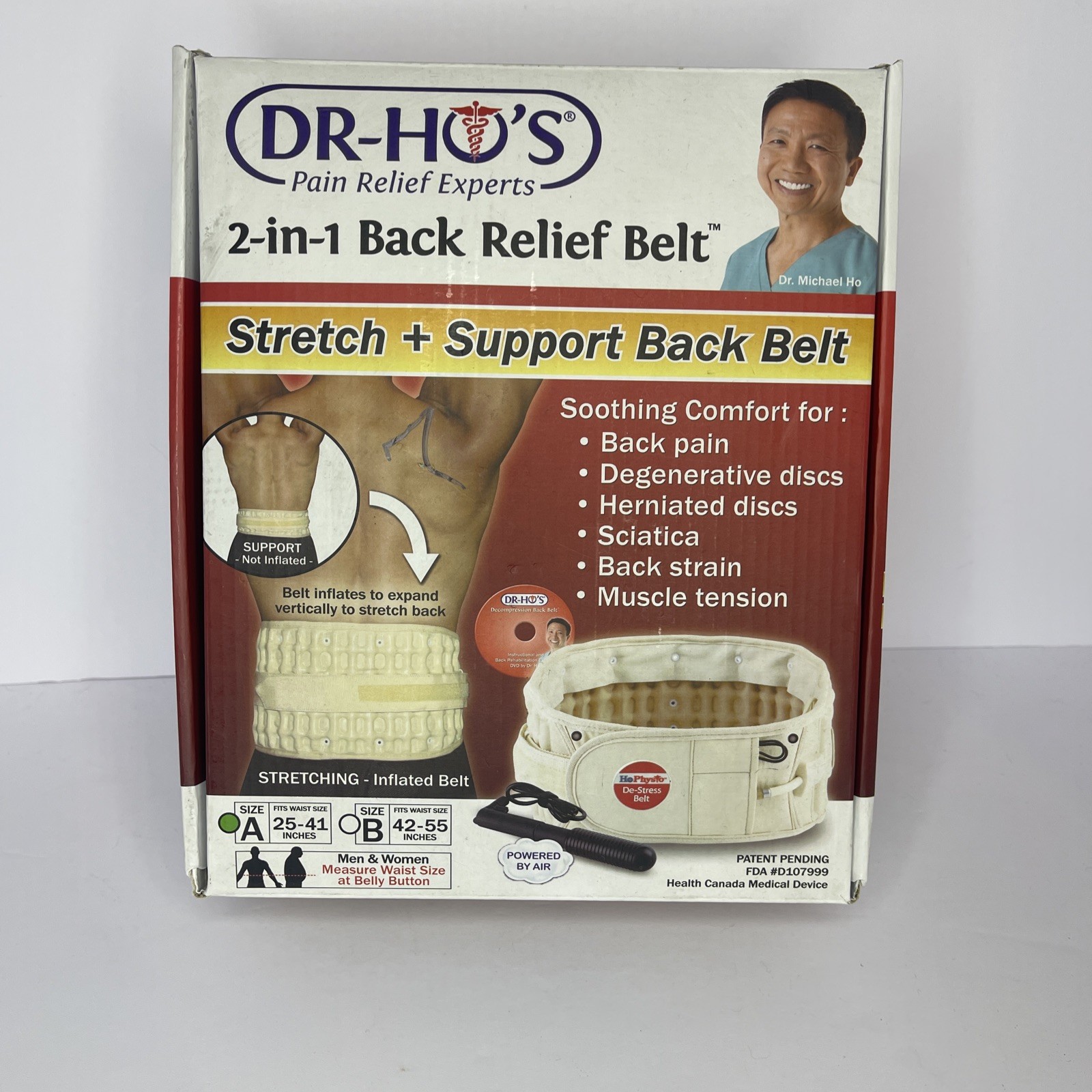 DR-HO’s 2-In-1 Back Relief Belt Size A 25-41″ Stretch Support degenerative disc