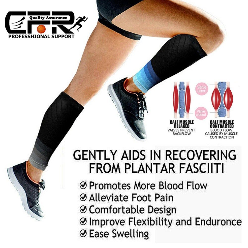Calf Sleeve Leg Support Brace Compression Socks Stockings Varicose Shin Splint