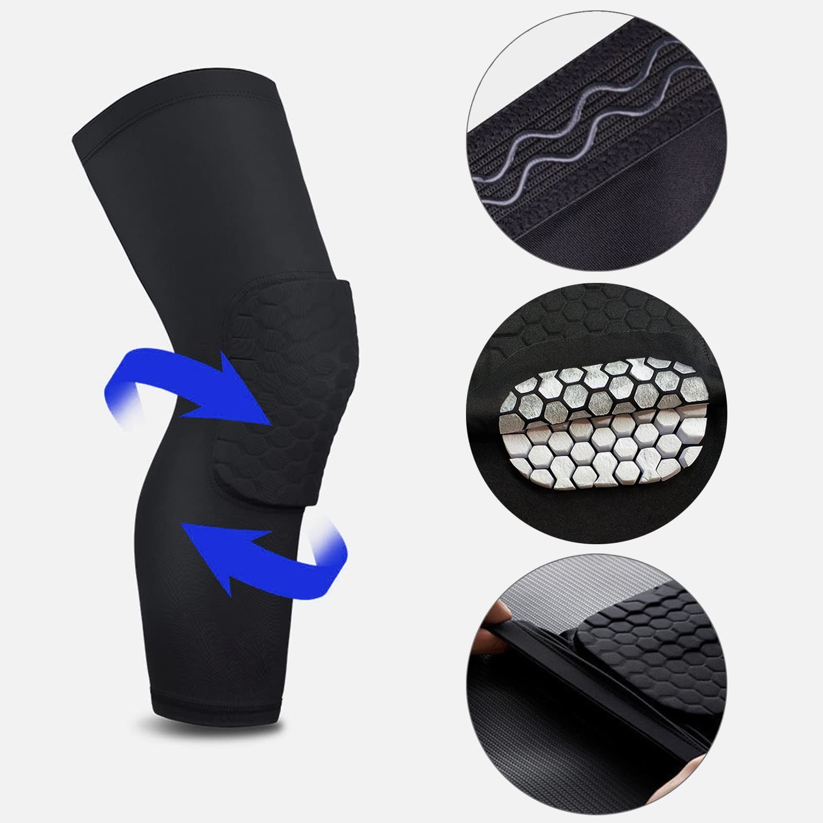 Compression Knee Pad Leg Sleeve Hex Honeycomb Anti Collision Basketball