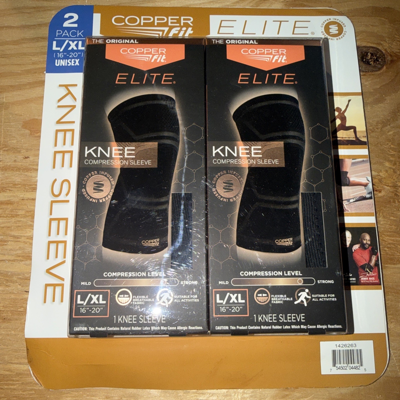 Copper Fit Elite Knee 2-pk Compression Sleeves (Black) – Size L/XL SEALED NEW